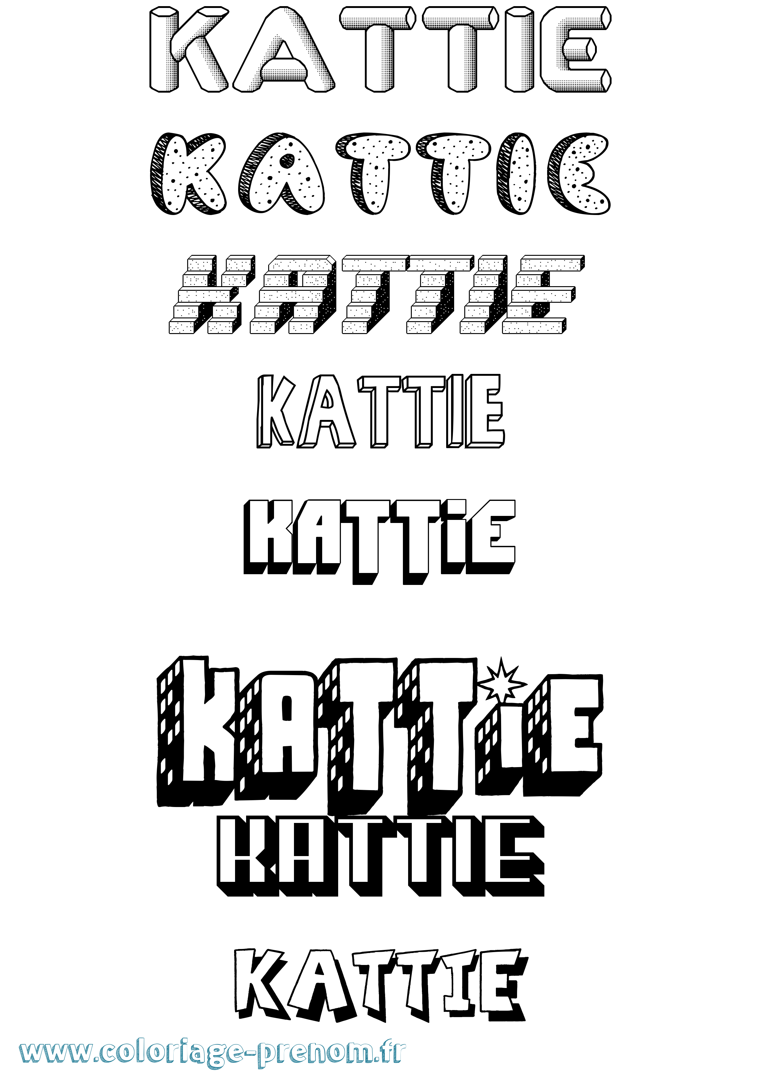 Coloriage Kattie Effet 3D Coloriage prénom Kattie Effet 3D