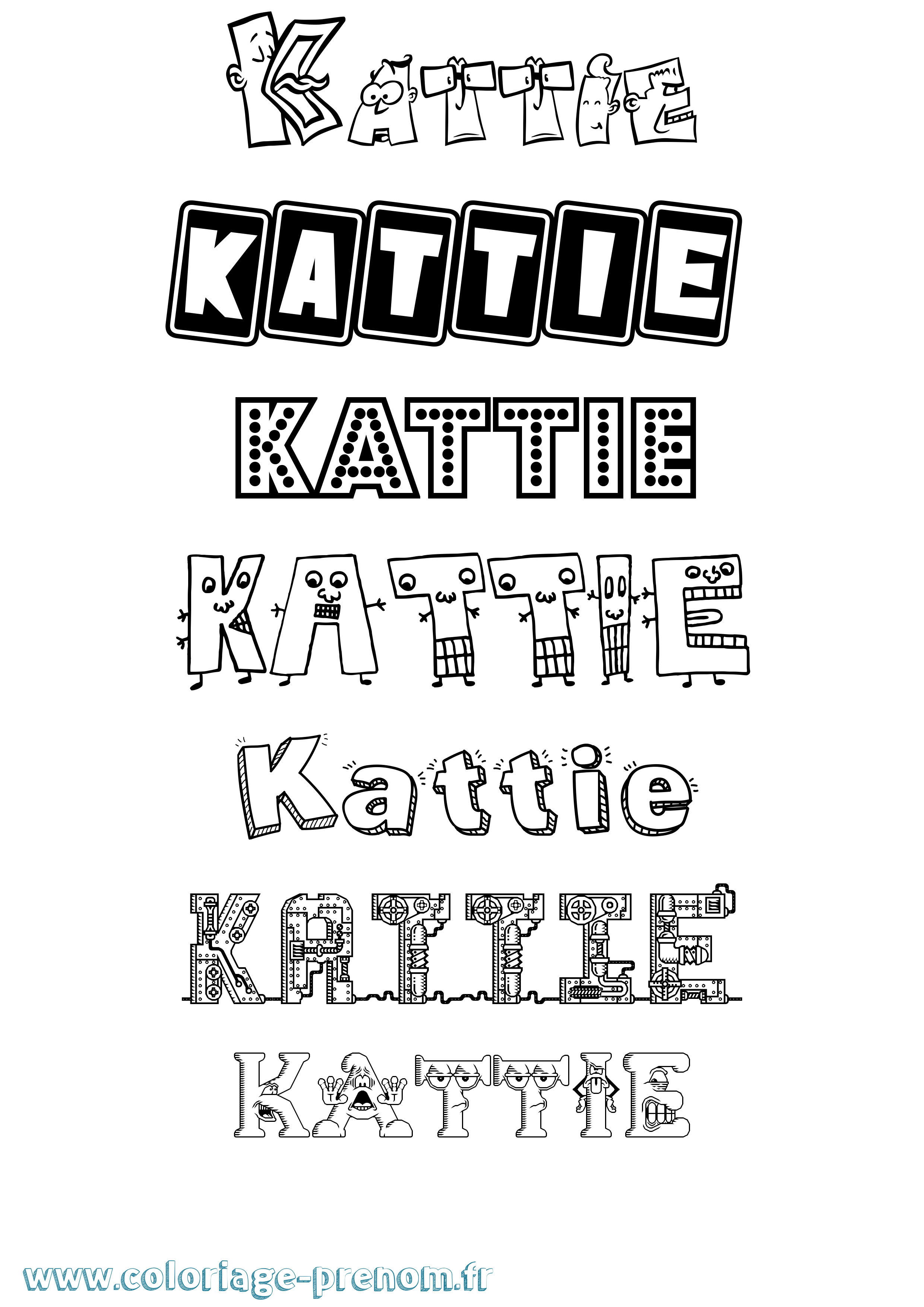 Coloriage Kattie Fun Coloriage prénom Kattie Fun
