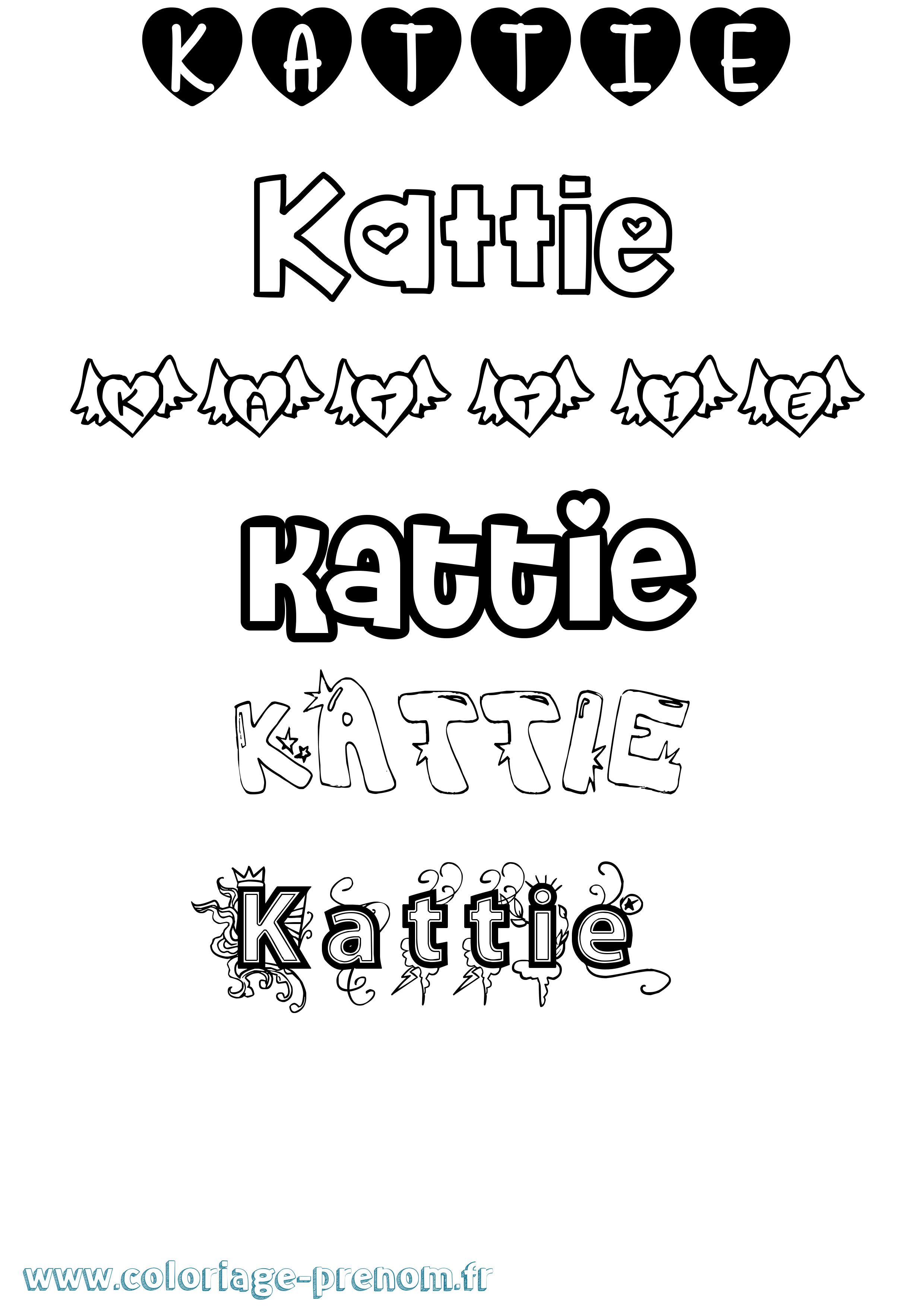 Coloriage Kattie Girly Coloriage prénom Kattie Girly