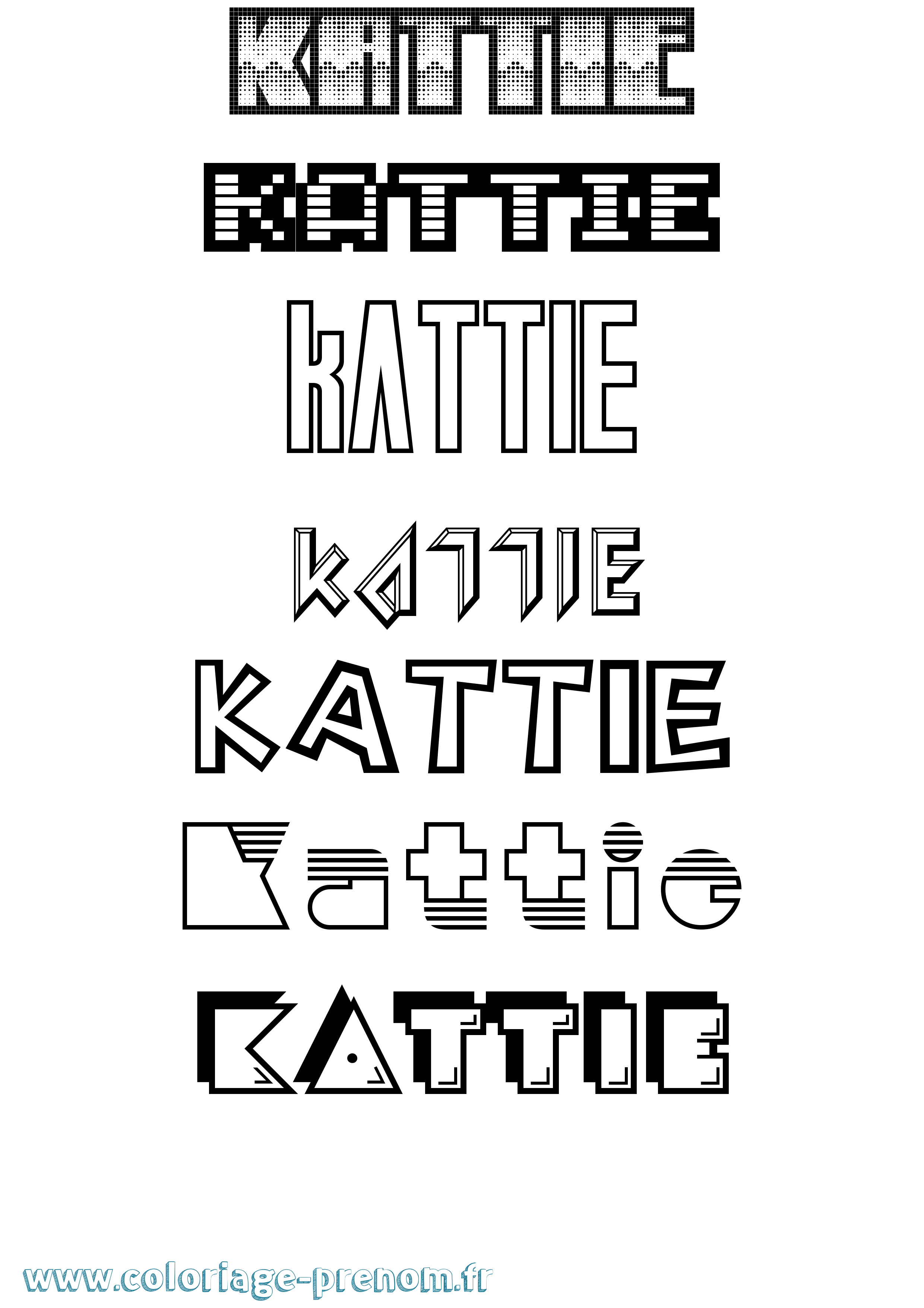 Coloriage Kattie Jeux Vidéos Coloriage prénom Kattie Jeux Vidéos