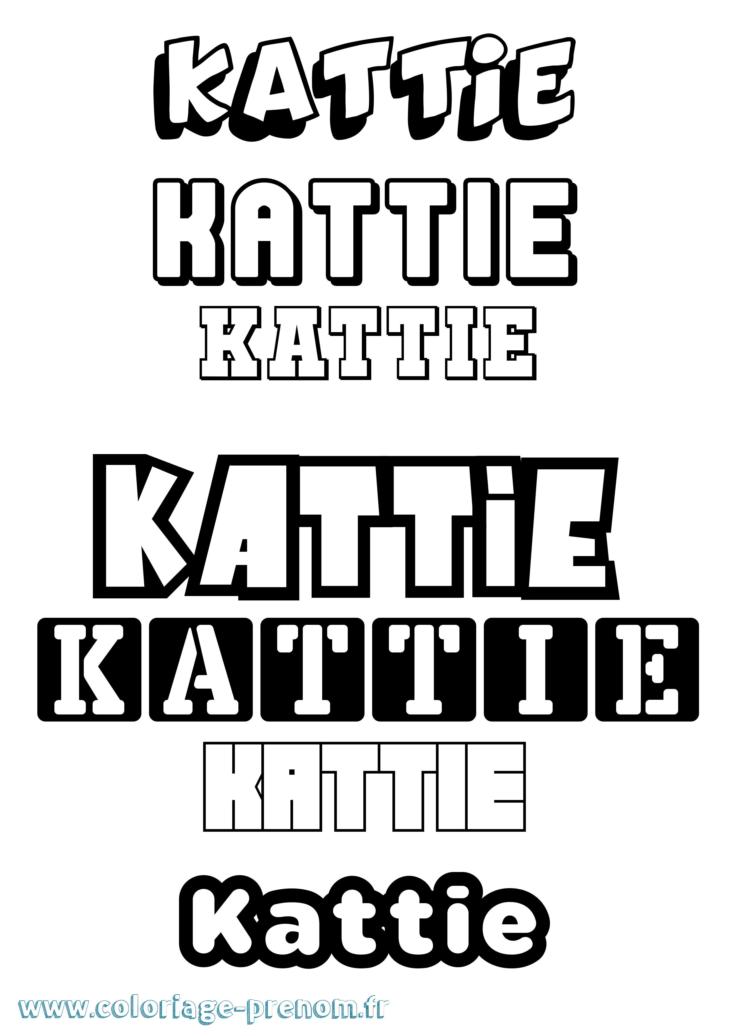 Coloriage Kattie Simple Coloriage prénom Kattie Simple