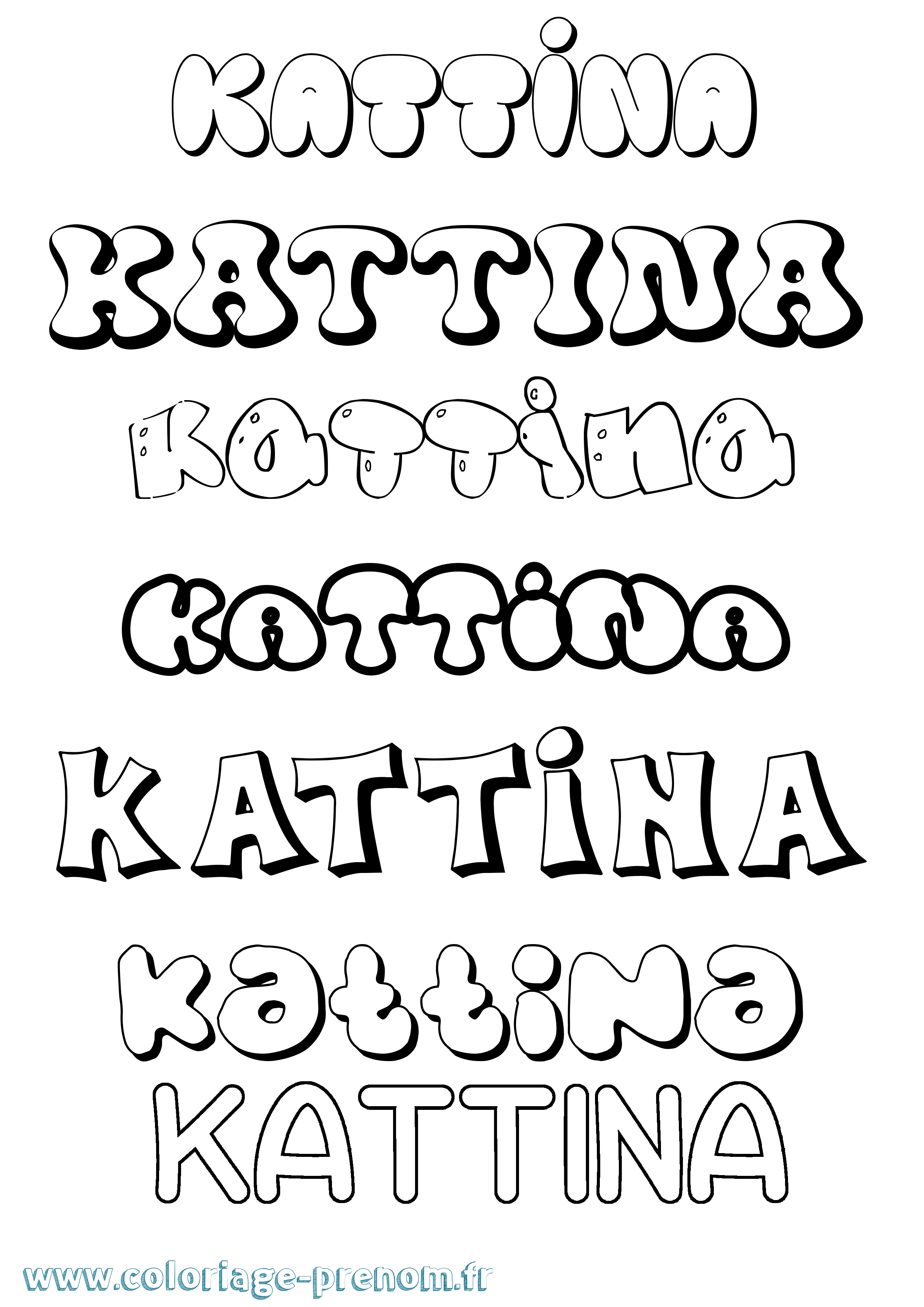 Coloriage Kattina Bubble Coloriage prénom Kattina Bubble