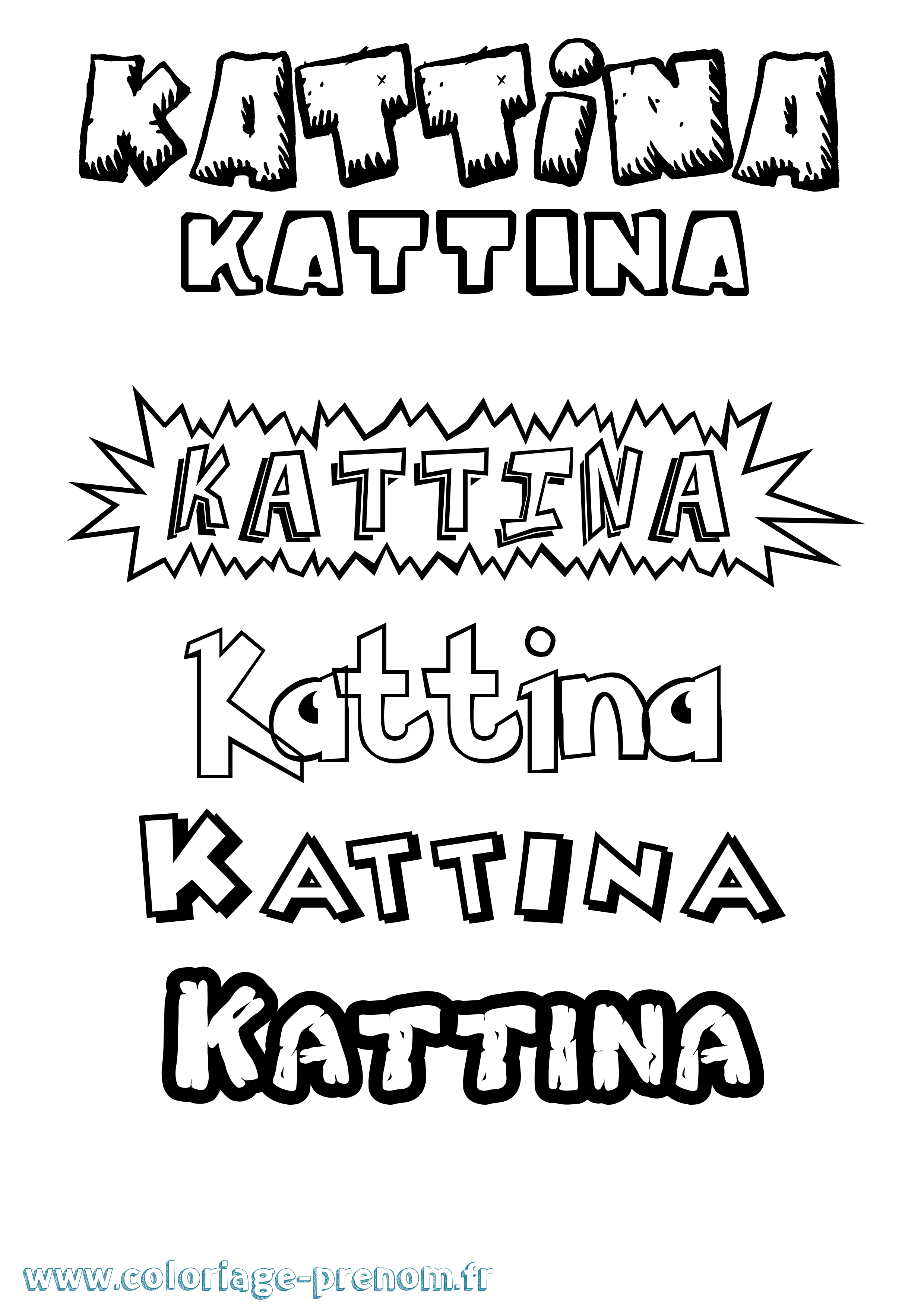 Coloriage Kattina Dessin Animé Coloriage prénom Kattina Dessin Animé