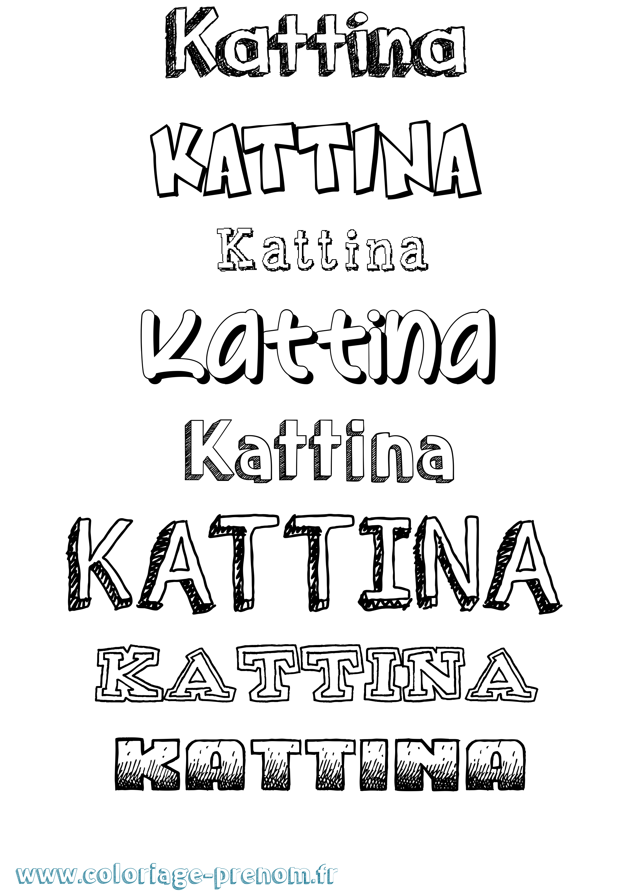 Coloriage Kattina Dessiné Coloriage prénom Kattina Dessiné