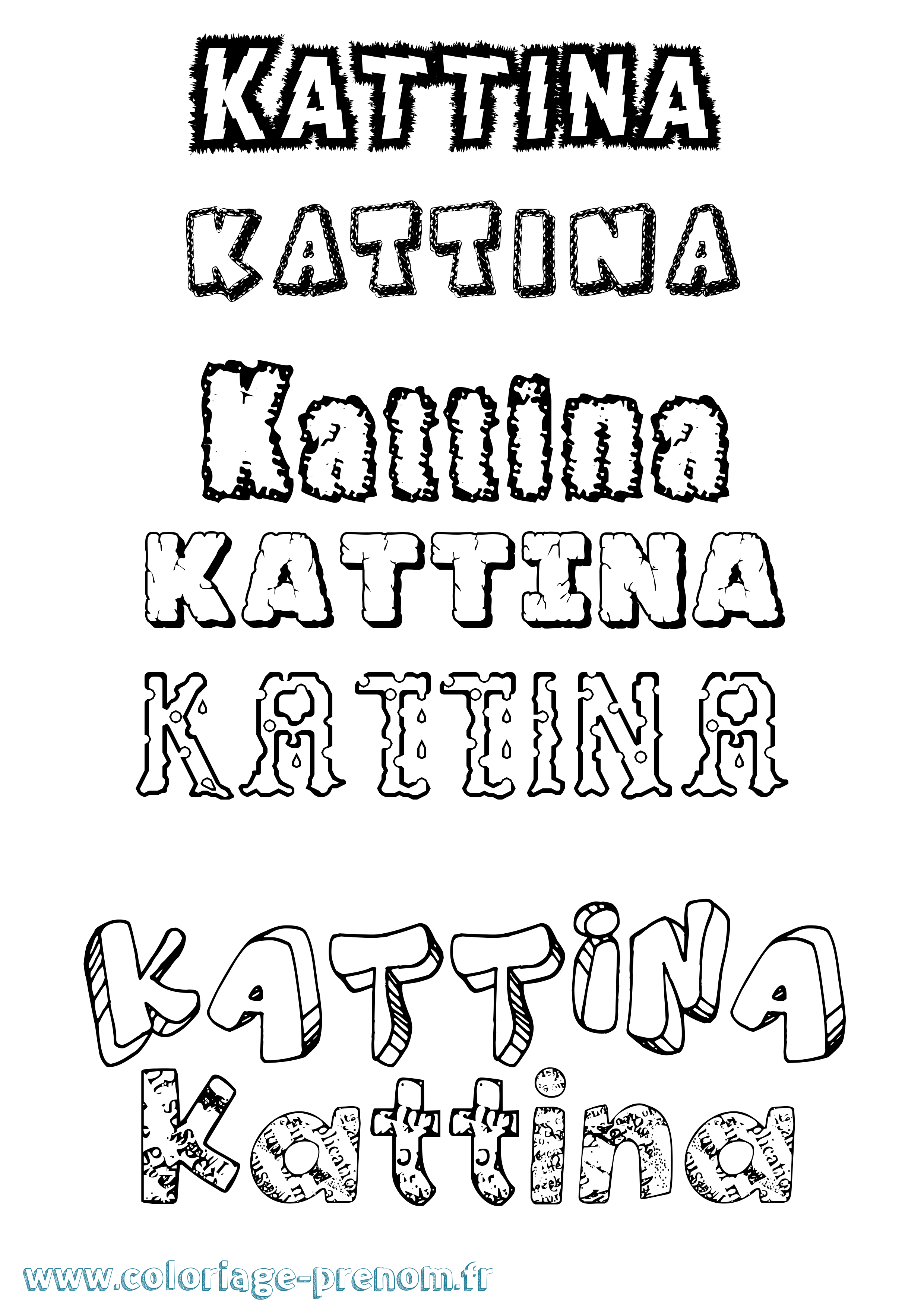 Coloriage Kattina Destructuré Coloriage prénom Kattina Destructuré