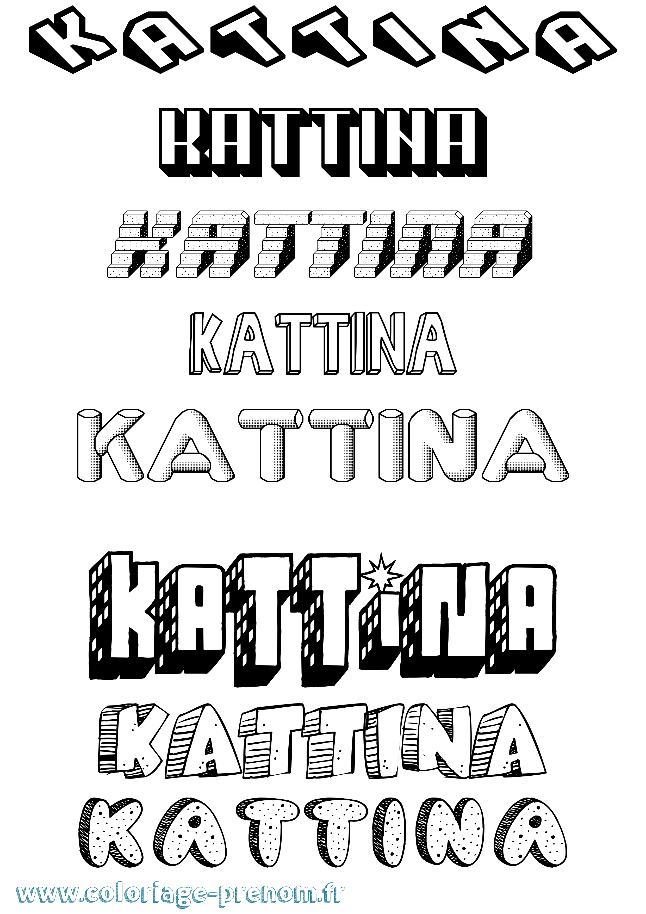 Coloriage Kattina Effet 3D Coloriage prénom Kattina Effet 3D