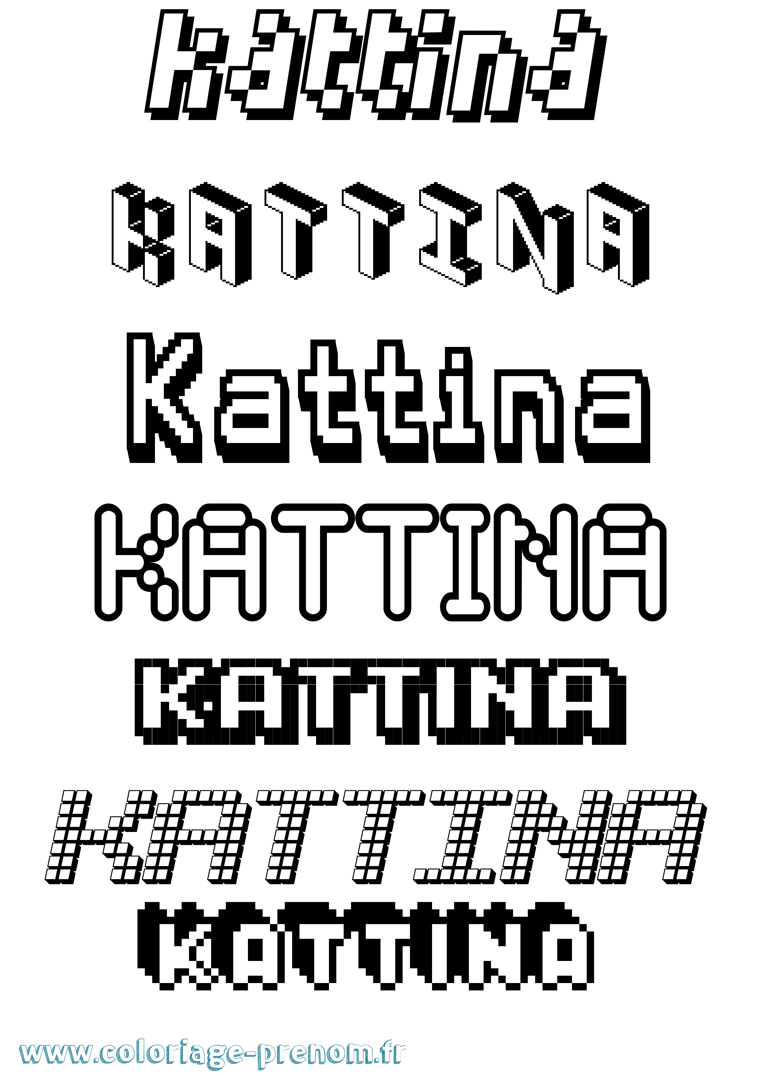 Coloriage Kattina Pixel Coloriage prénom Kattina Pixel
