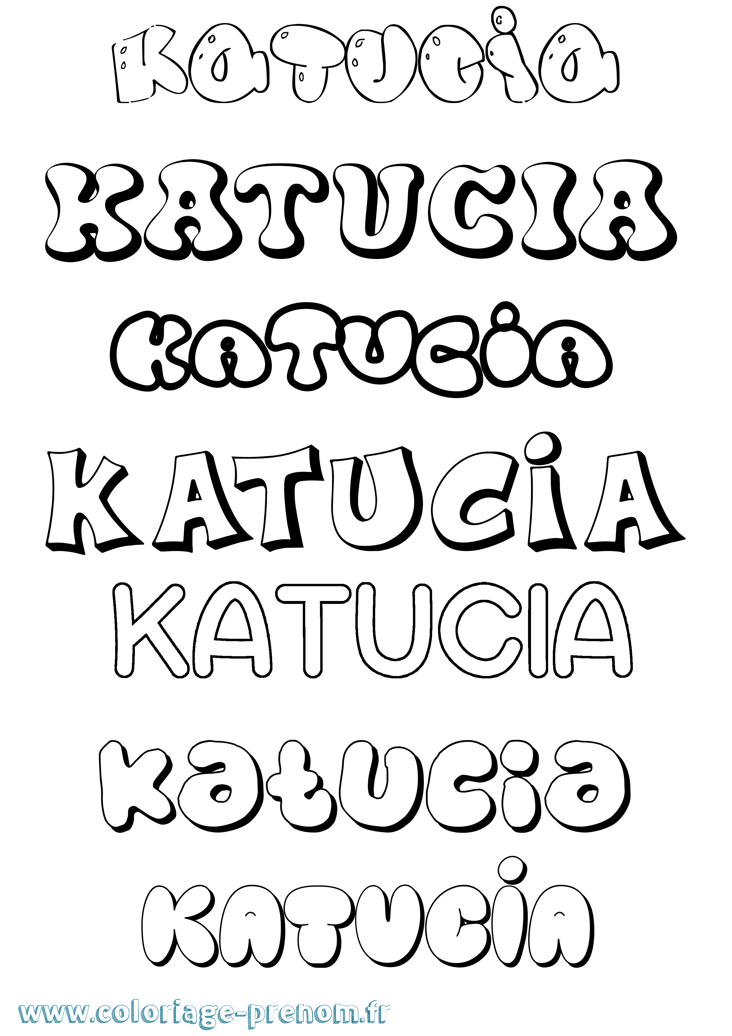 Coloriage Katucia Bubble Coloriage prénom Katucia Bubble