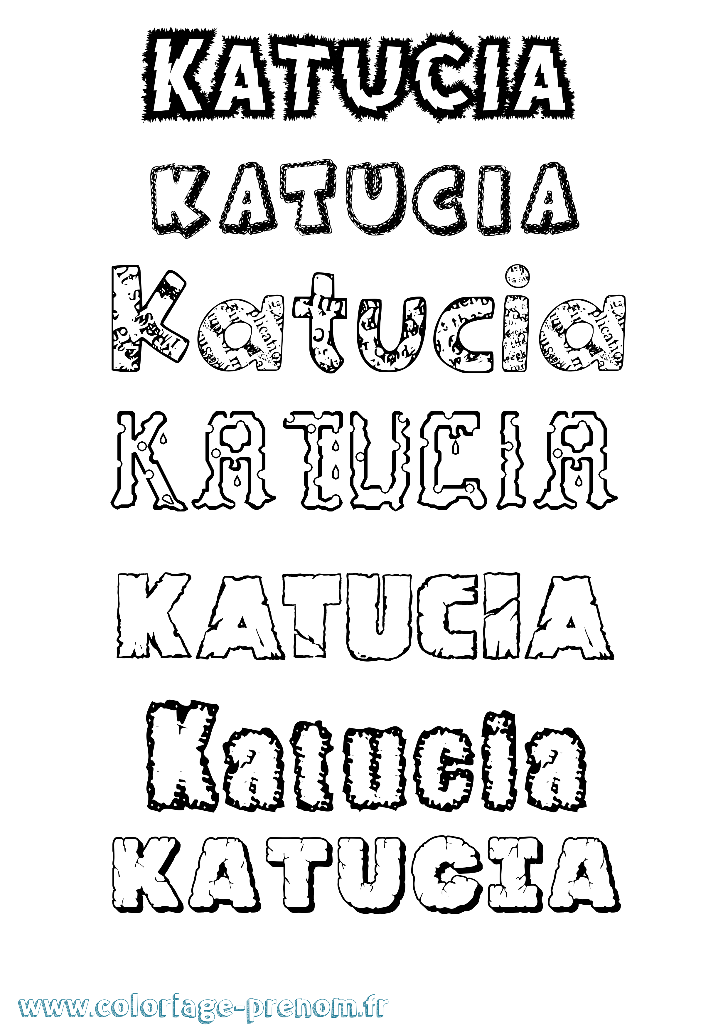 Coloriage Katucia Destructuré Coloriage prénom Katucia Destructuré