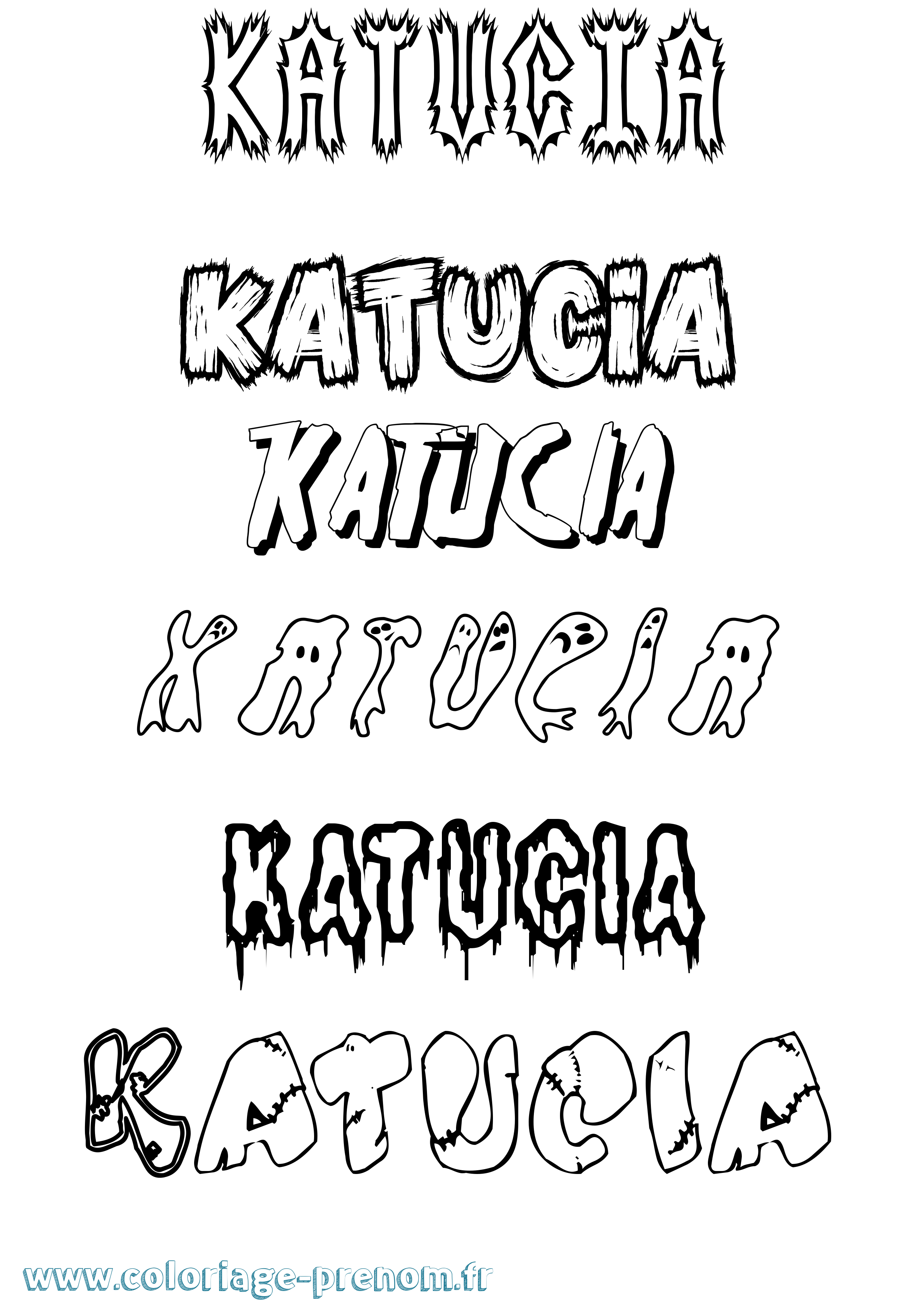 Coloriage Katucia Frisson Coloriage prénom Katucia Frisson