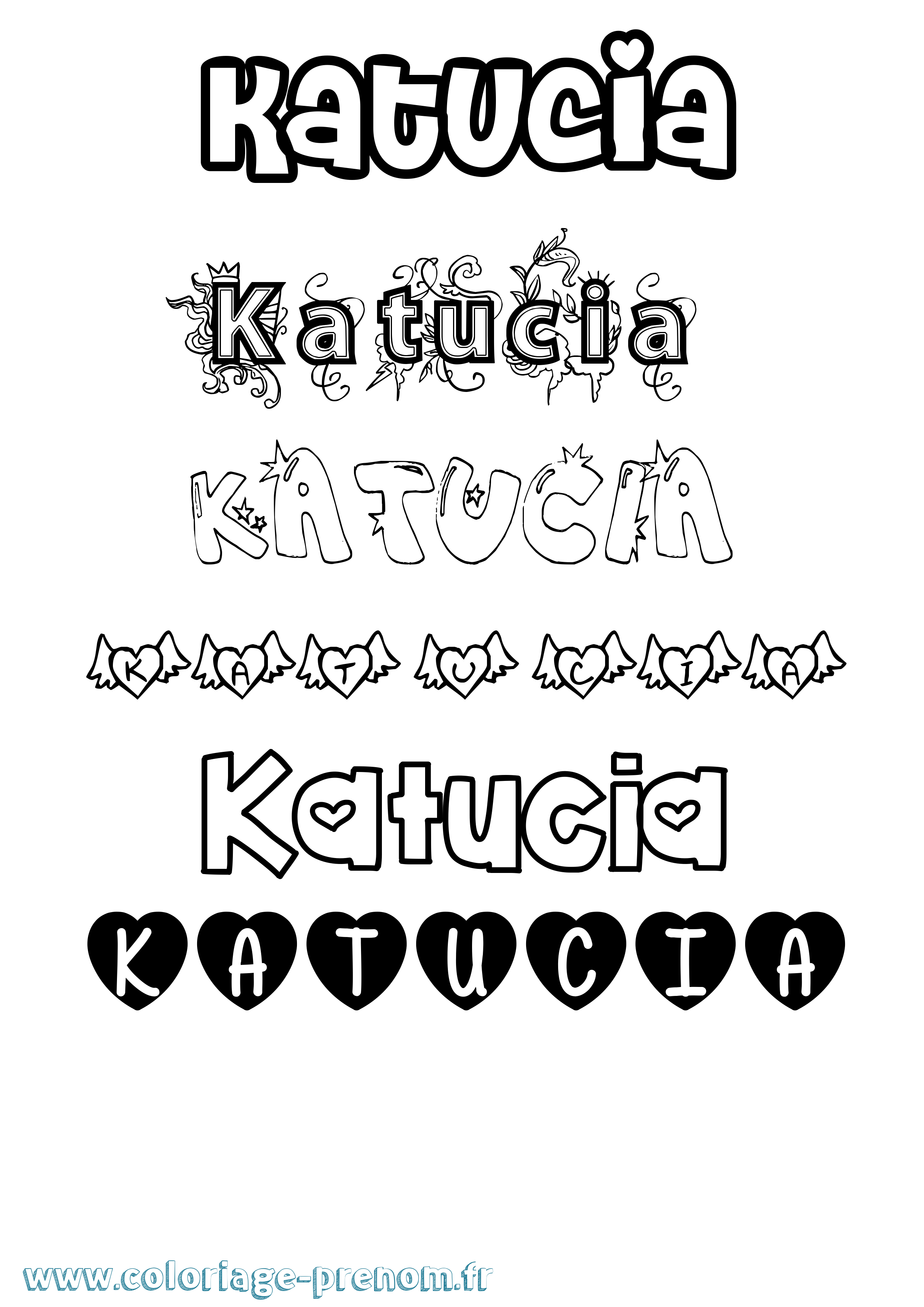 Coloriage Katucia Girly Coloriage prénom Katucia Girly