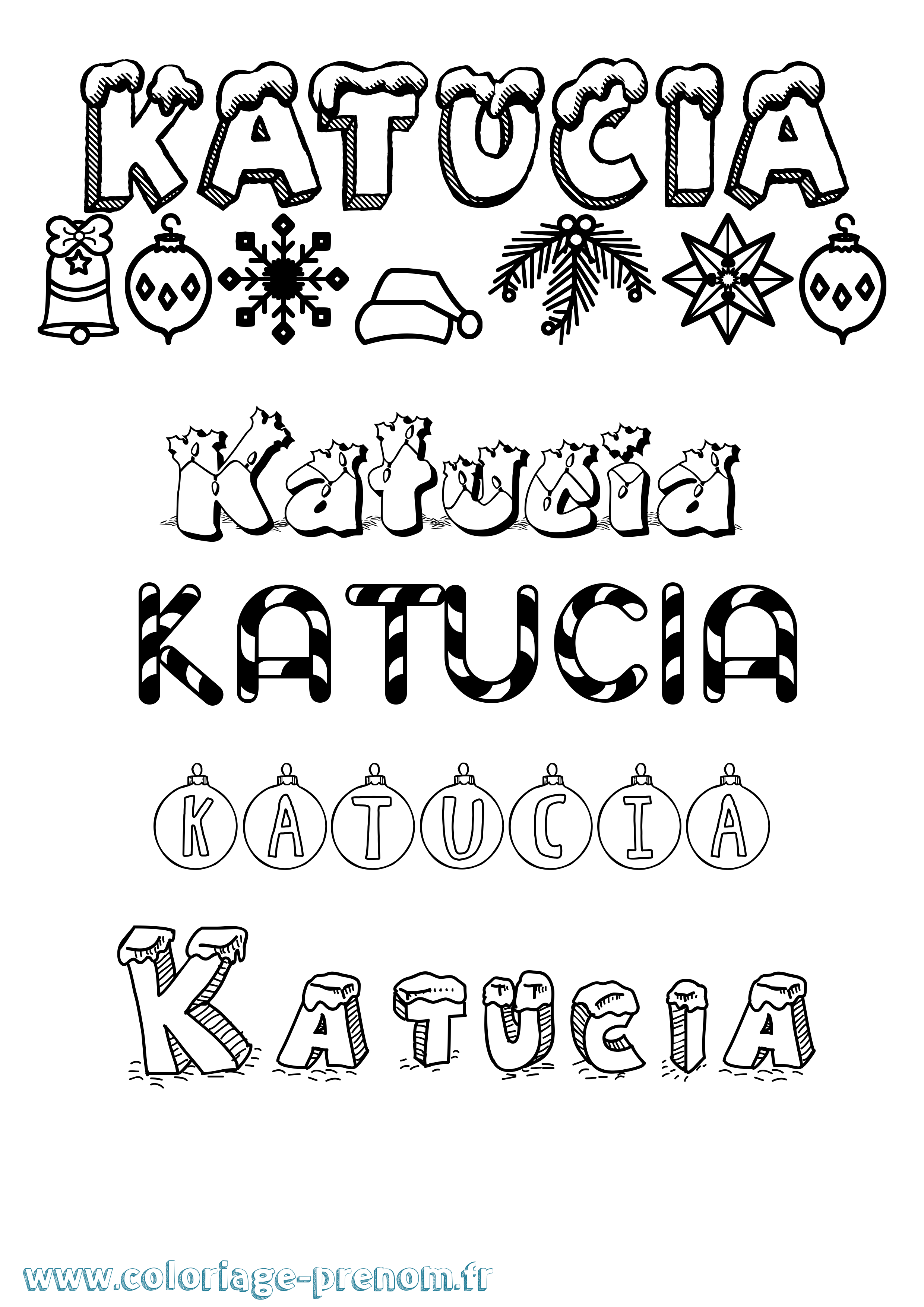 Coloriage Katucia Noël Coloriage prénom Katucia Noël