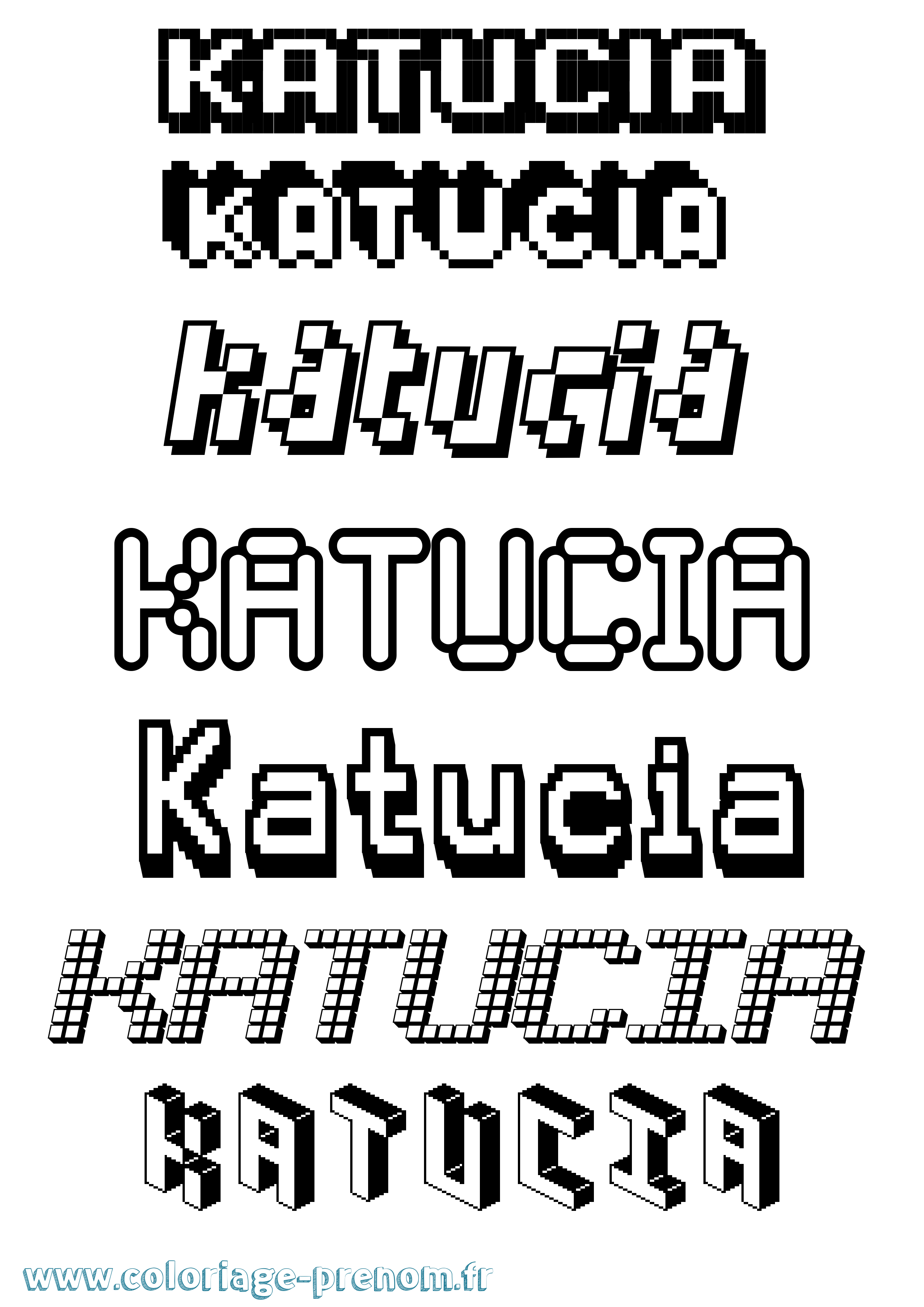 Coloriage Katucia Pixel Coloriage prénom Katucia Pixel