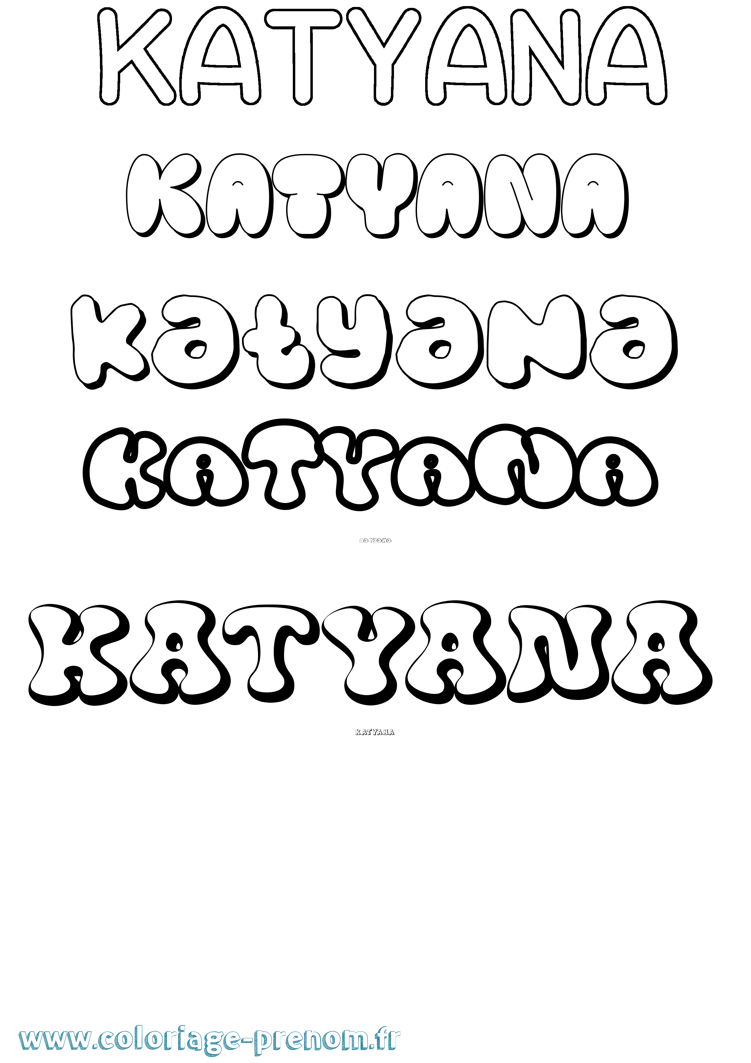 Coloriage Katyana Bubble Coloriage prénom Katyana Bubble