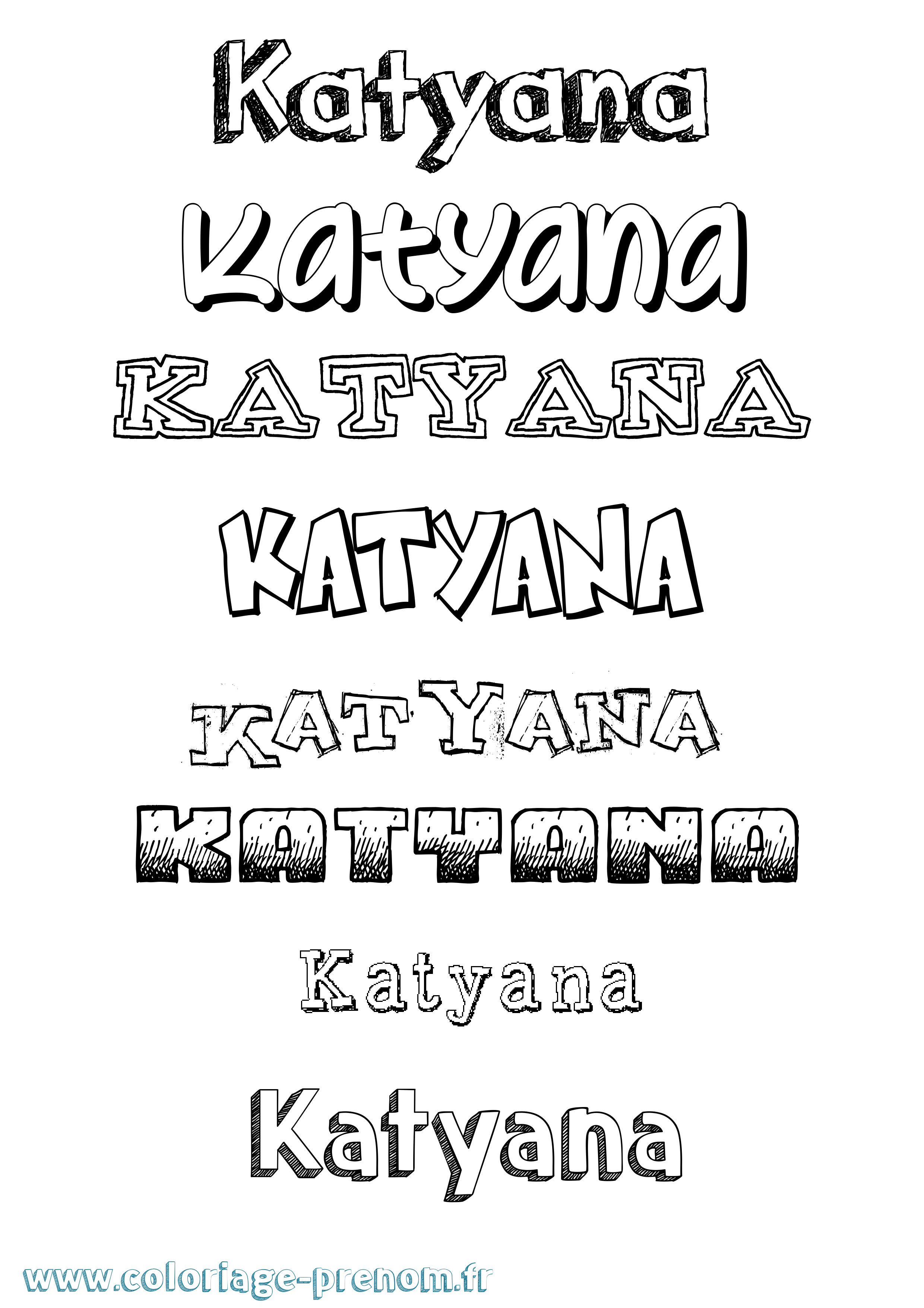 Coloriage Katyana Dessiné Coloriage prénom Katyana Dessiné