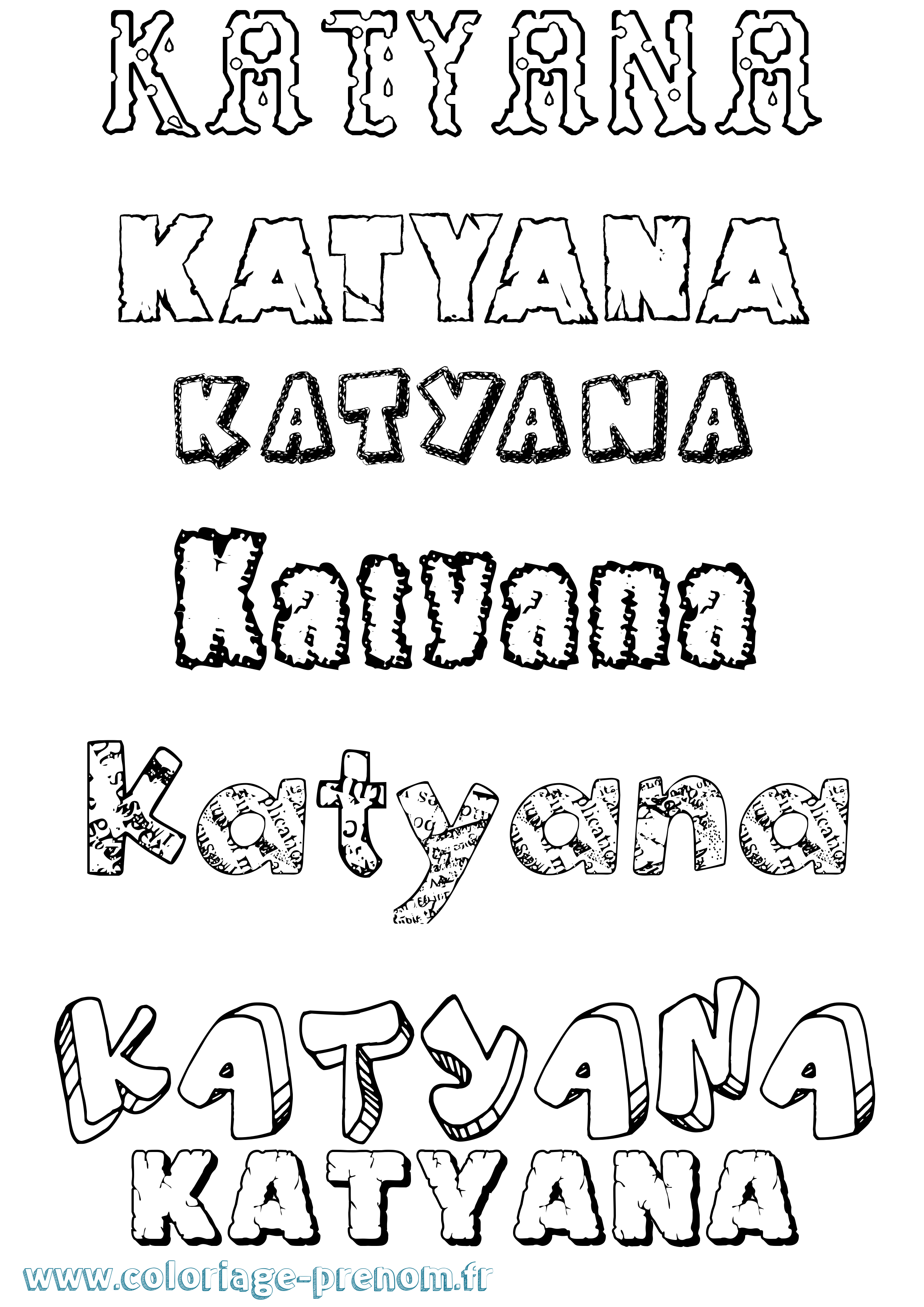 Coloriage Katyana Destructuré Coloriage prénom Katyana Destructuré