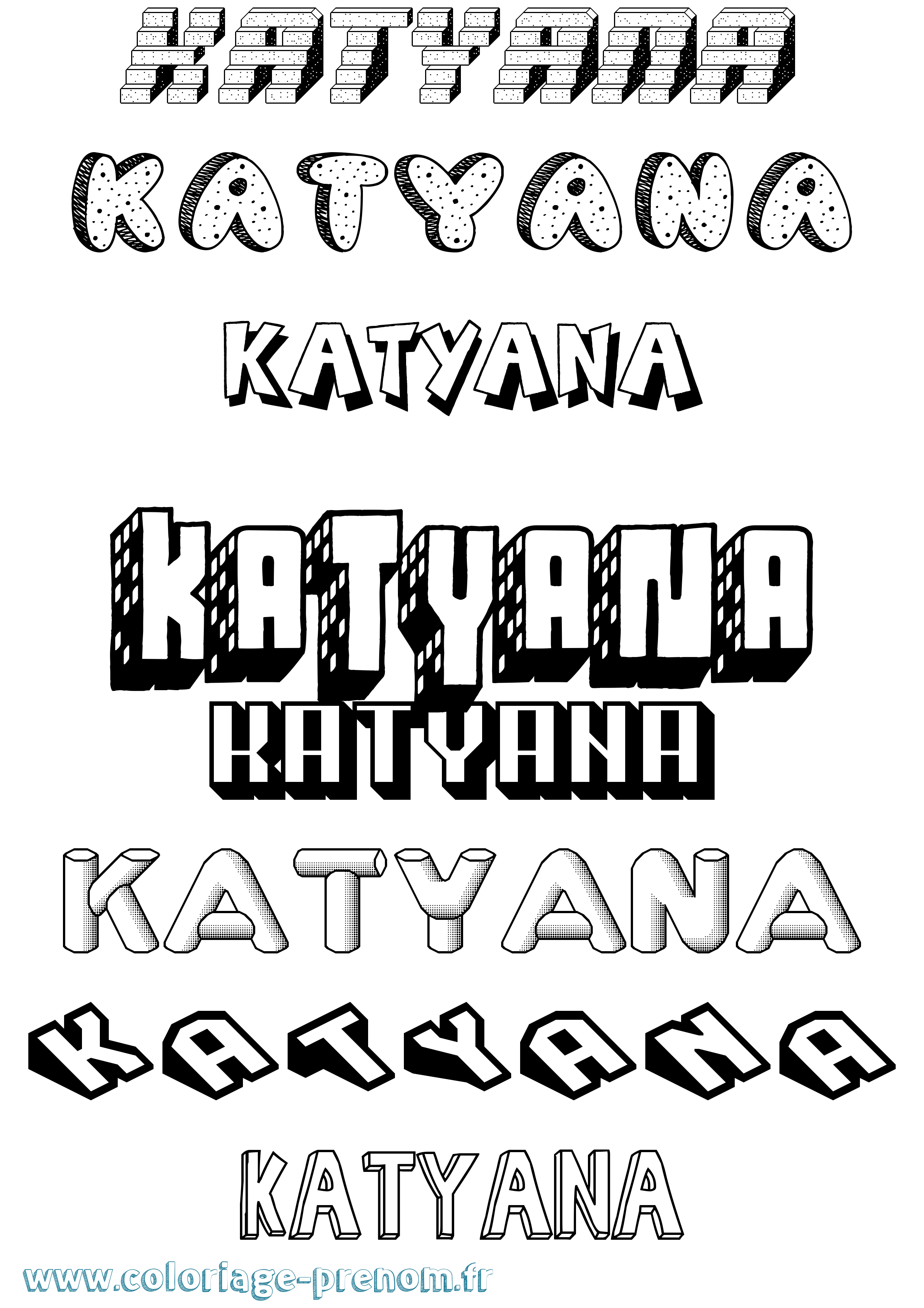 Coloriage Katyana Effet 3D Coloriage prénom Katyana Effet 3D
