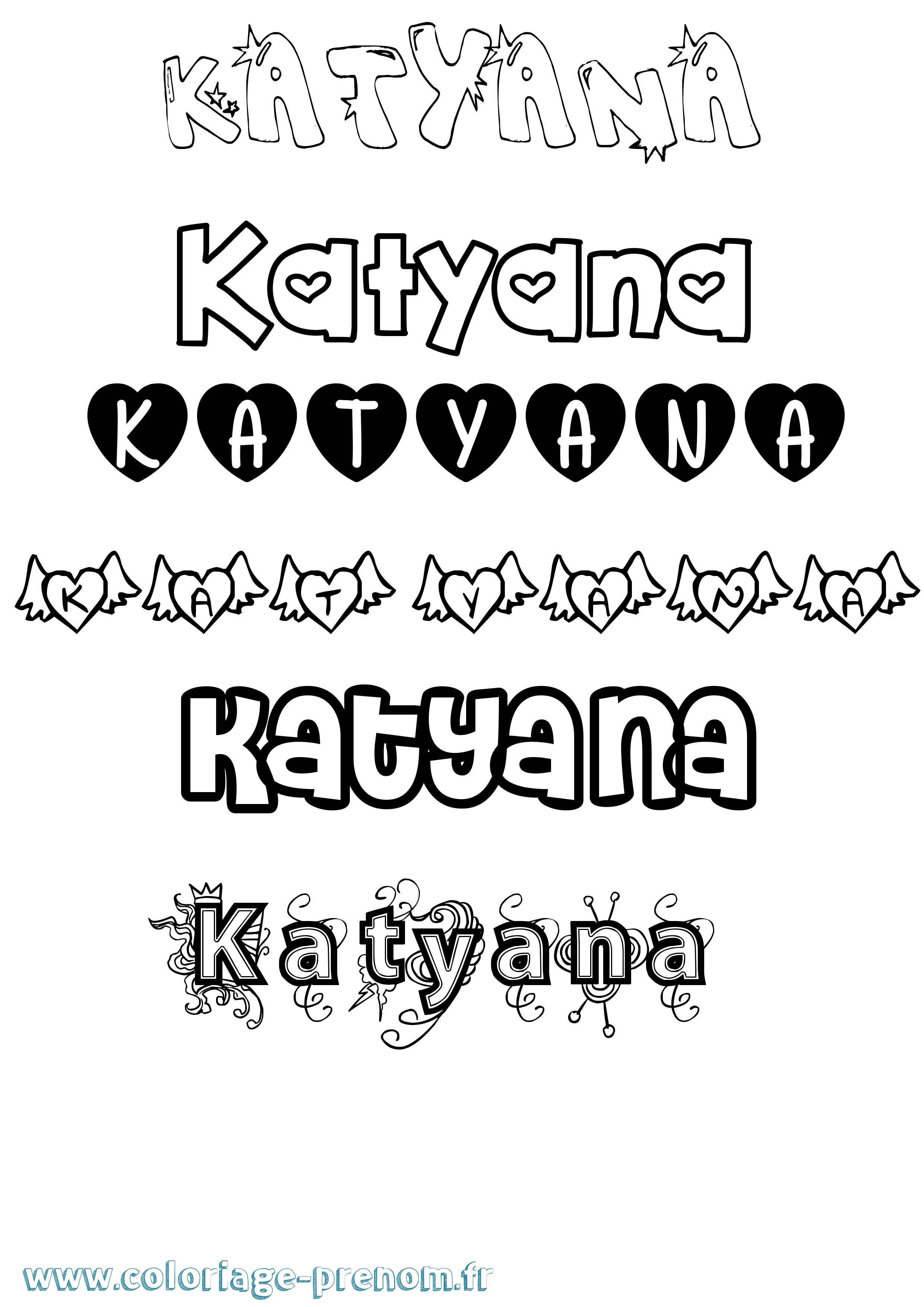 Coloriage Katyana Girly Coloriage prénom Katyana Girly