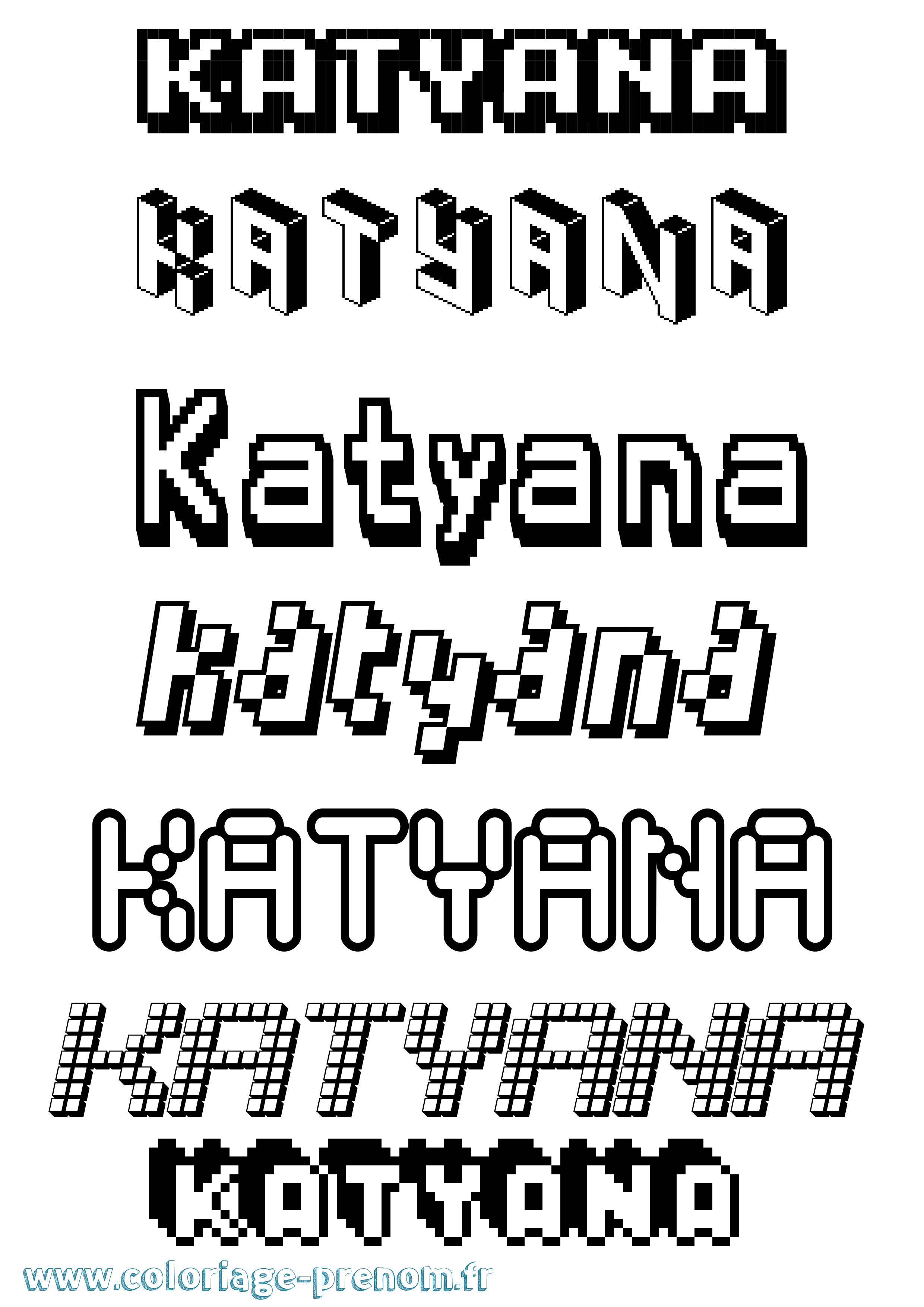 Coloriage Katyana Pixel Coloriage prénom Katyana Pixel