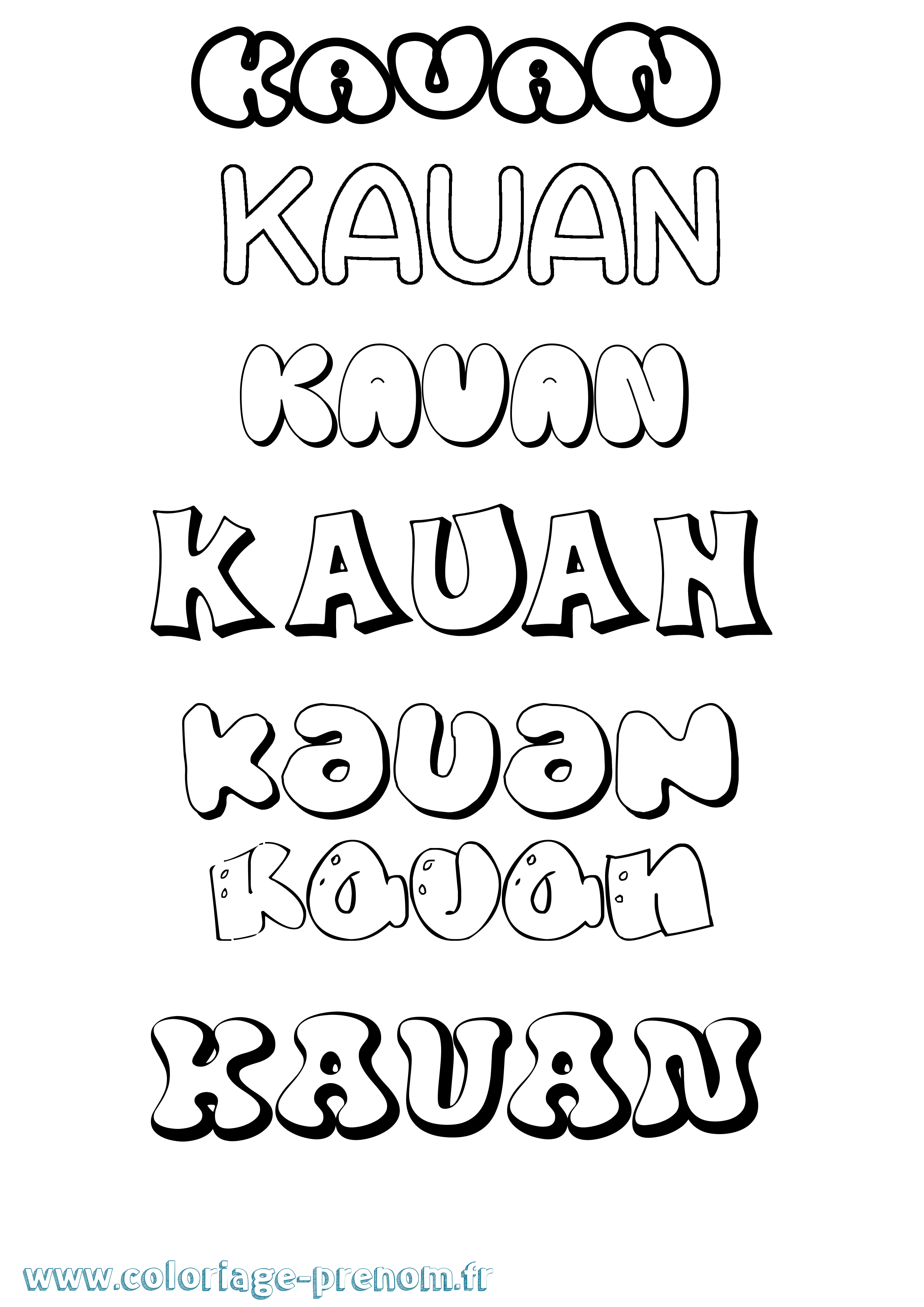 Coloriage Kauan Bubble Coloriage prénom Kauan Bubble
