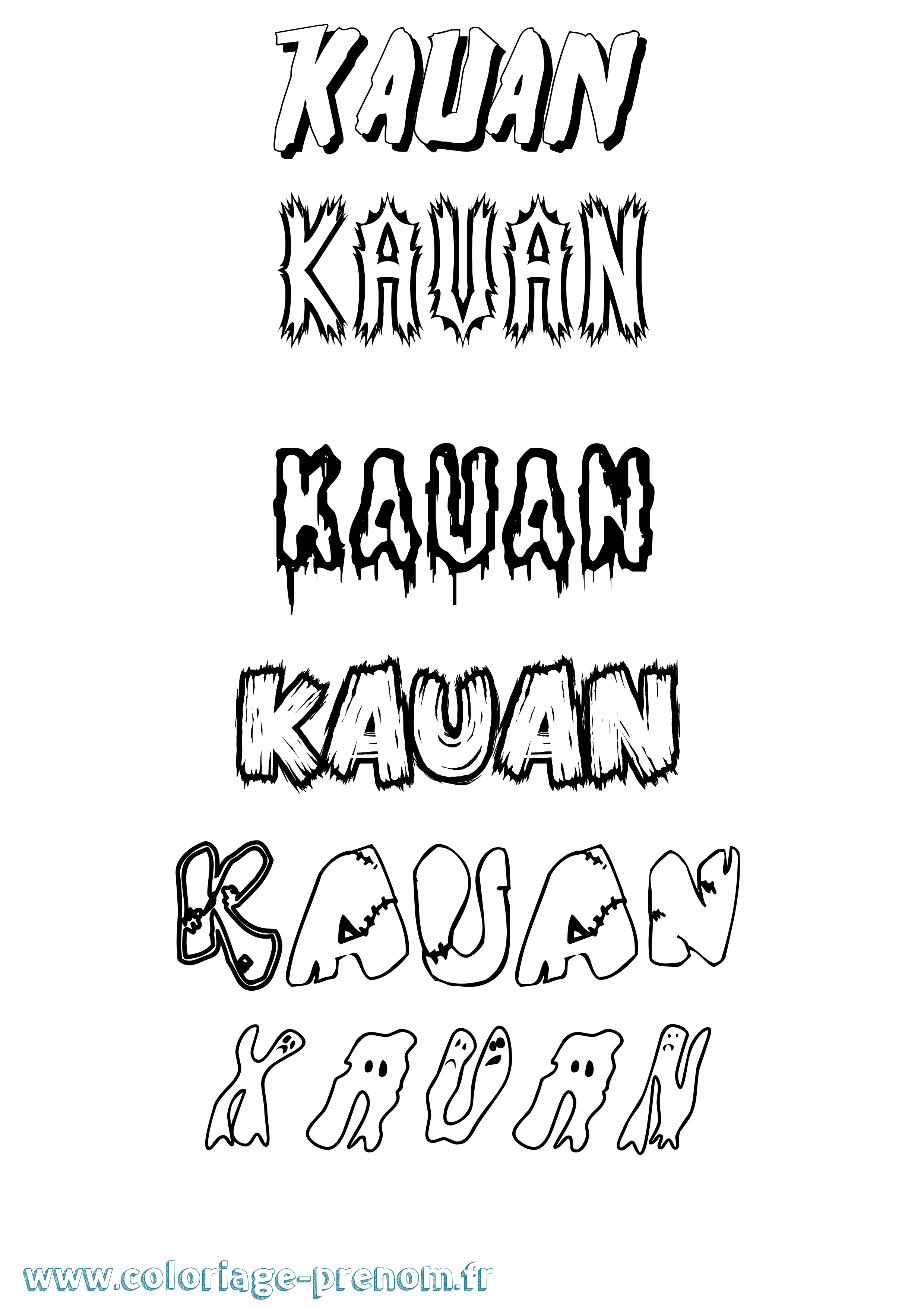 Coloriage Kauan Frisson Coloriage prénom Kauan Frisson