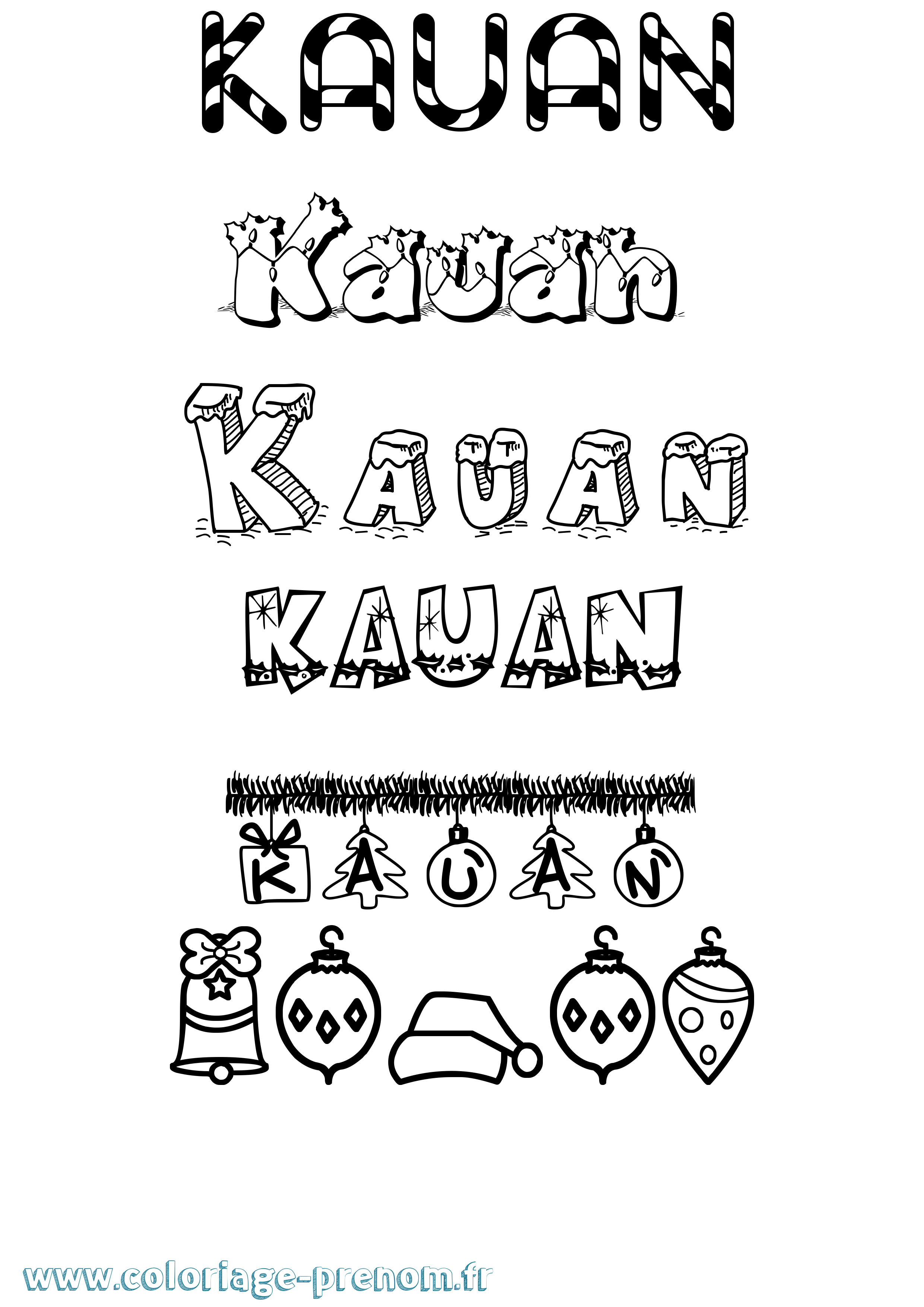 Coloriage Kauan Noël Coloriage prénom Kauan Noël