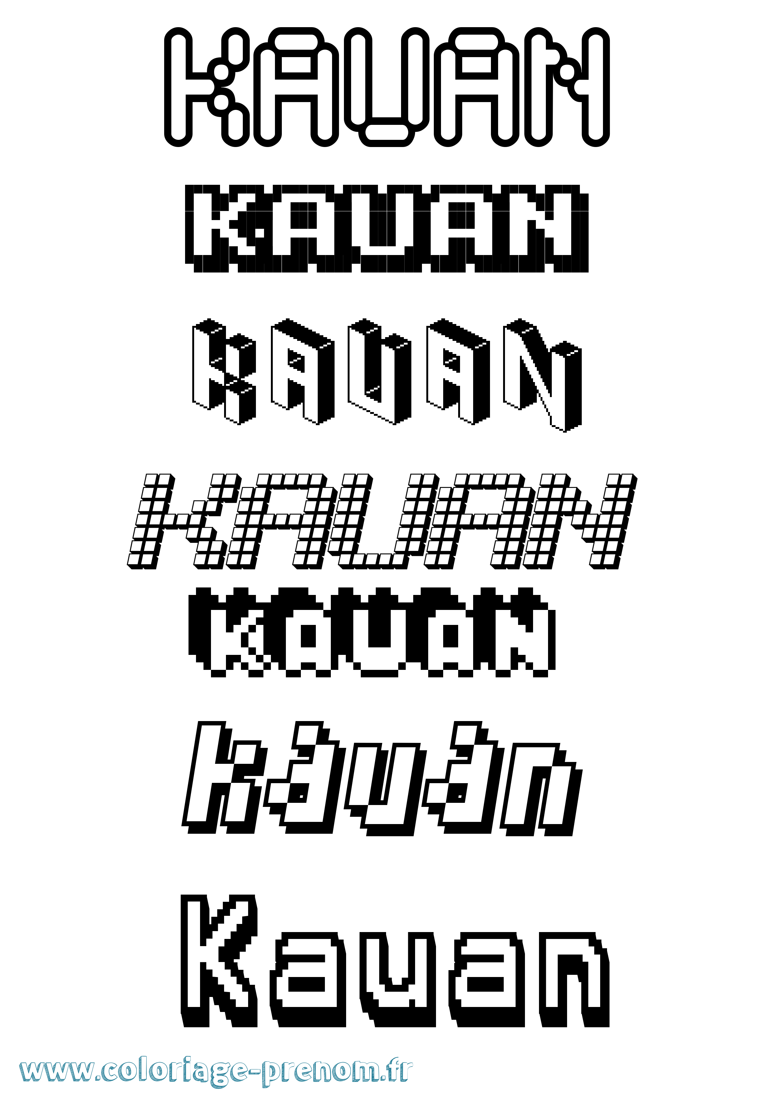 Coloriage Kauan Pixel Coloriage prénom Kauan Pixel