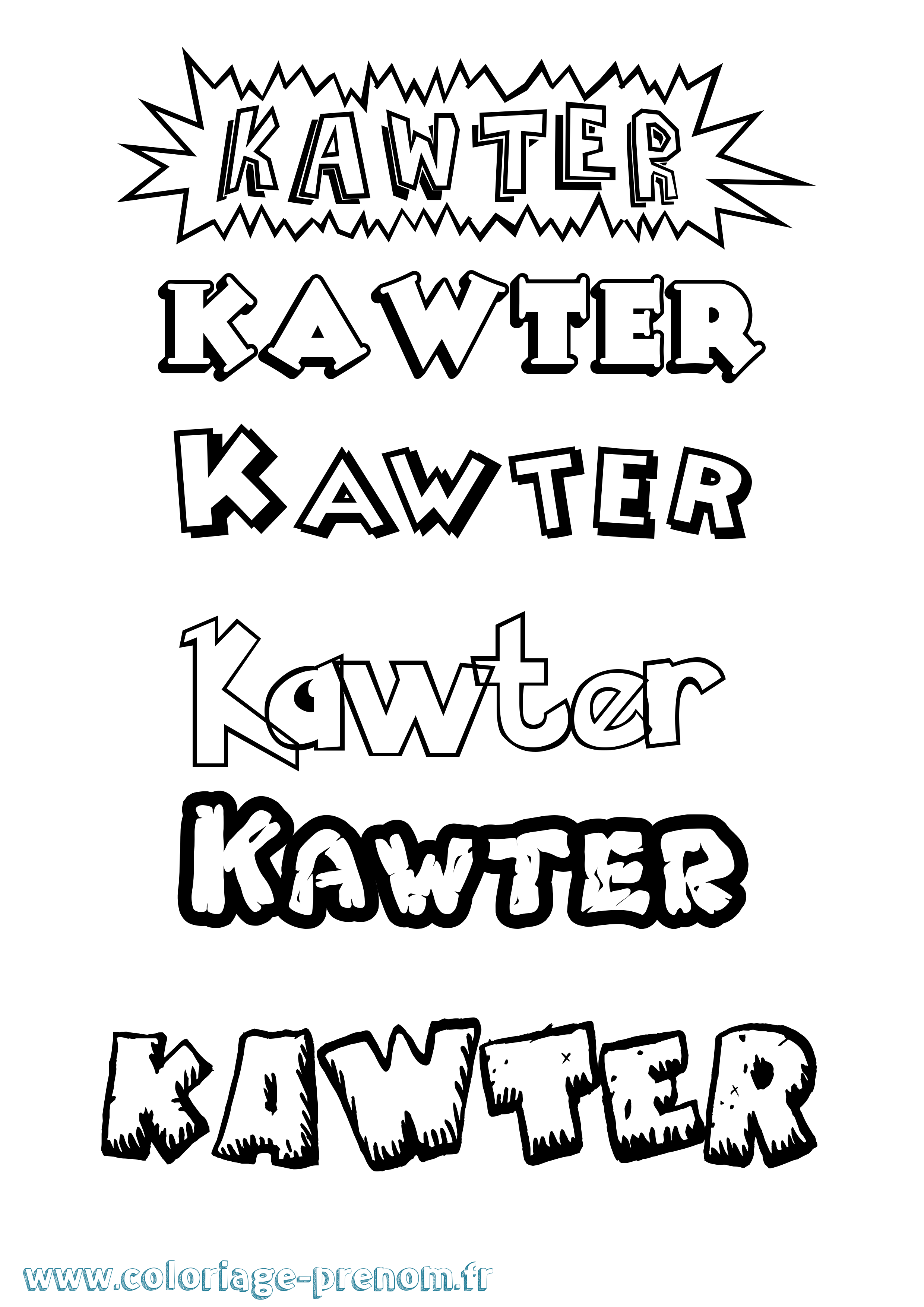 Coloriage Kawter Dessin Animé Coloriage prénom Kawter Dessin Animé