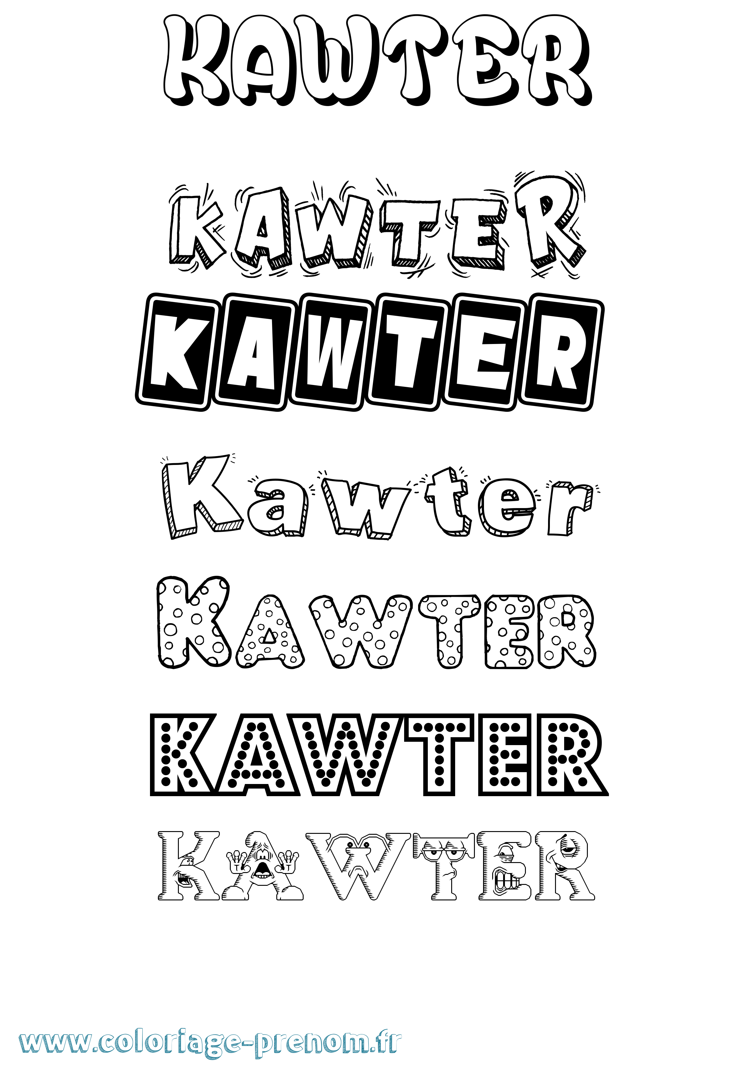 Coloriage Kawter Fun Coloriage prénom Kawter Fun