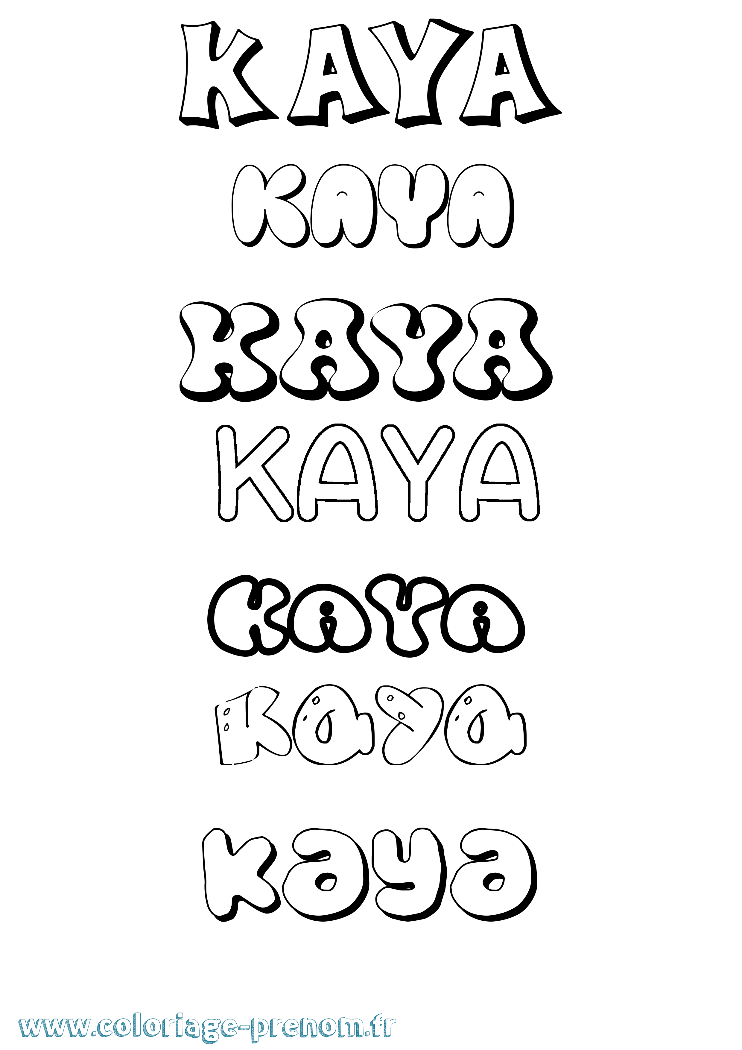 Coloriage Kaya Bubble Coloriage prénom Kaya Bubble