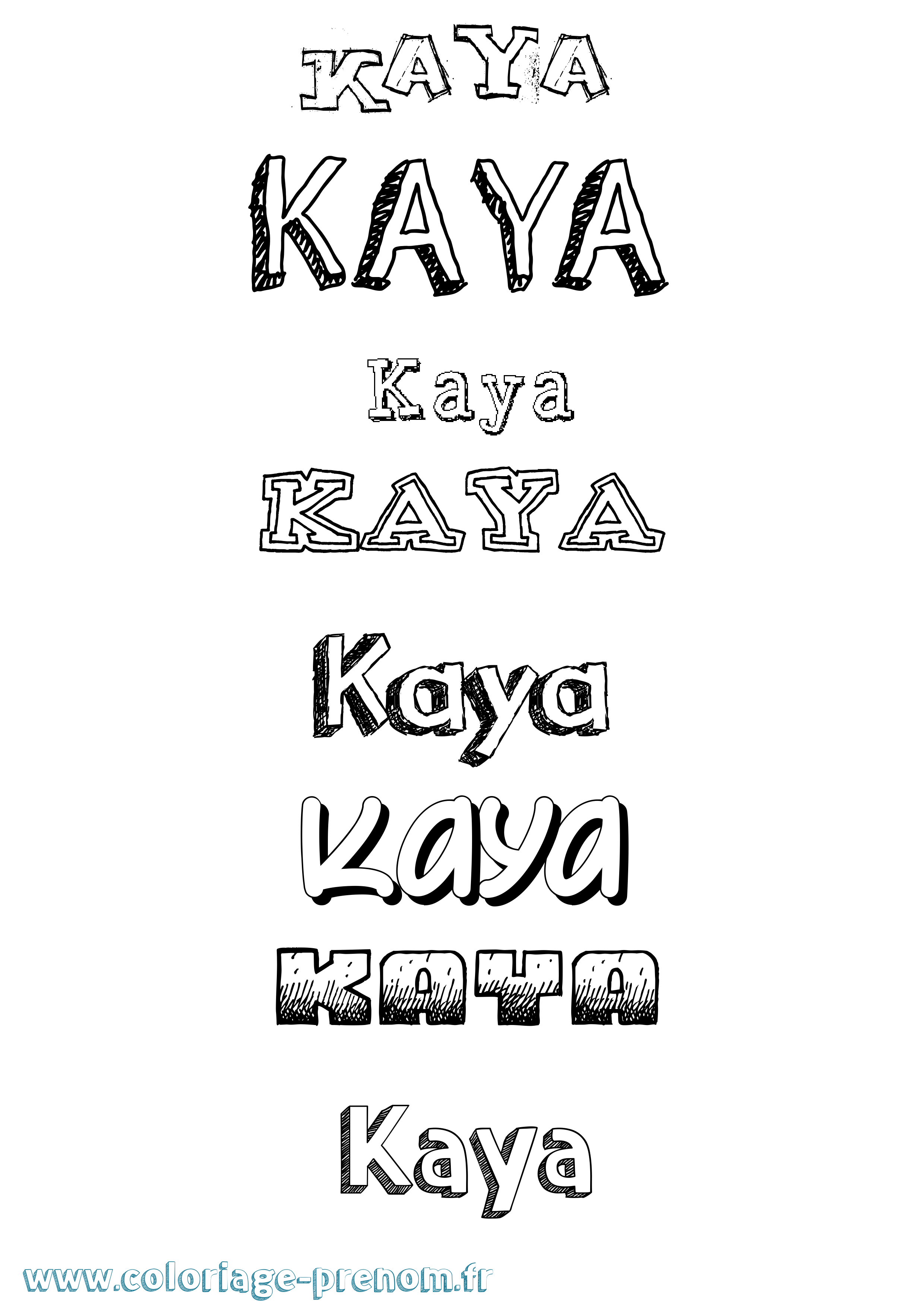 Coloriage Kaya Dessiné Coloriage prénom Kaya Dessiné
