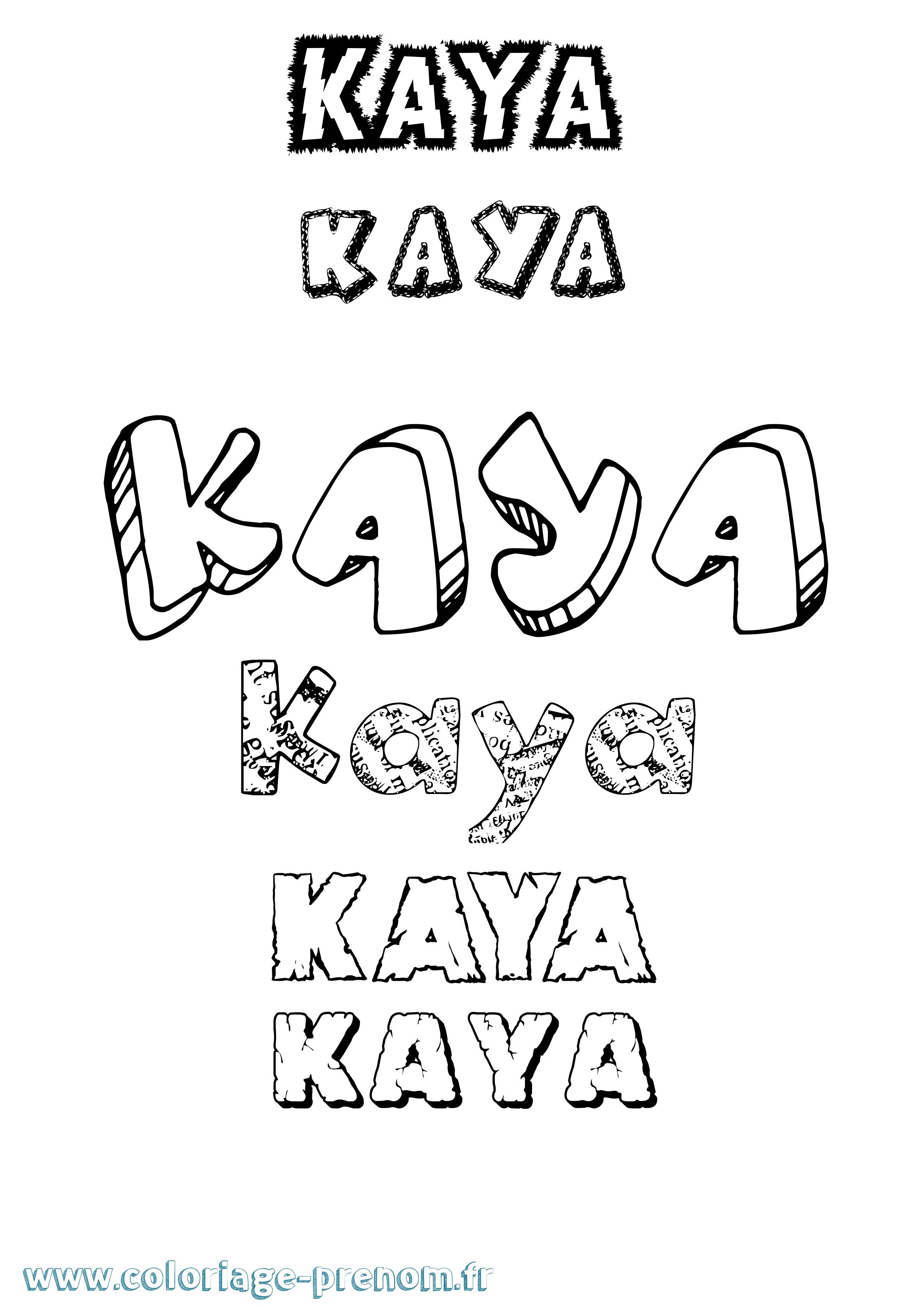 Coloriage Kaya Destructuré Coloriage prénom Kaya Destructuré