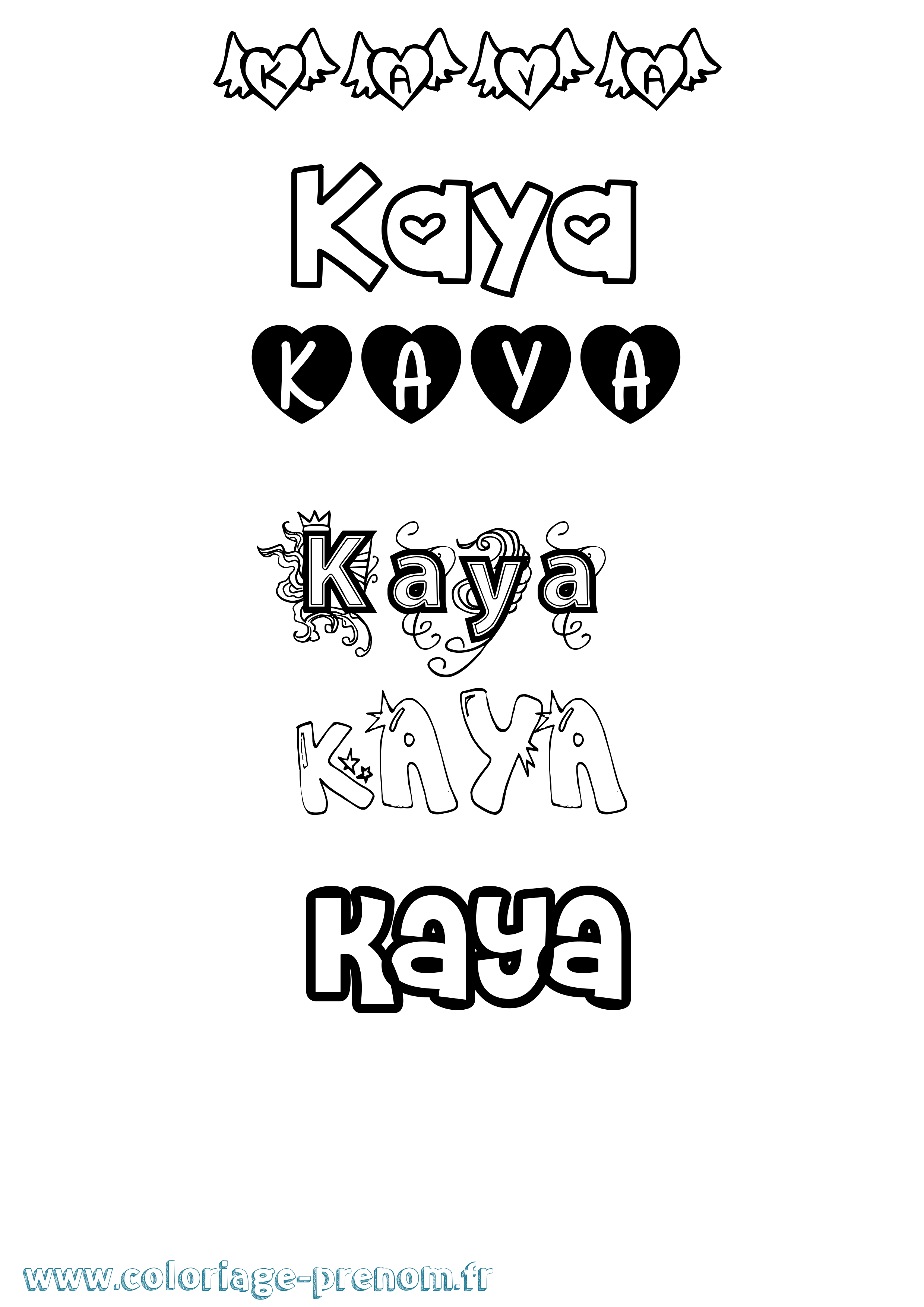Coloriage Kaya Girly Coloriage prénom Kaya Girly
