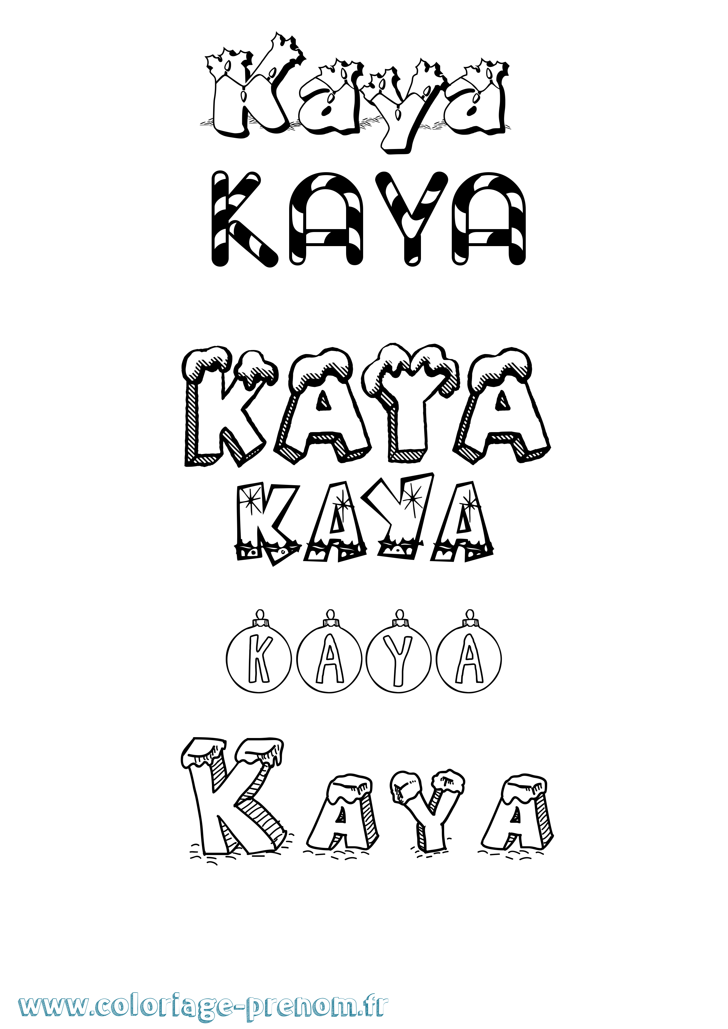 Coloriage Kaya Noël Coloriage prénom Kaya Noël