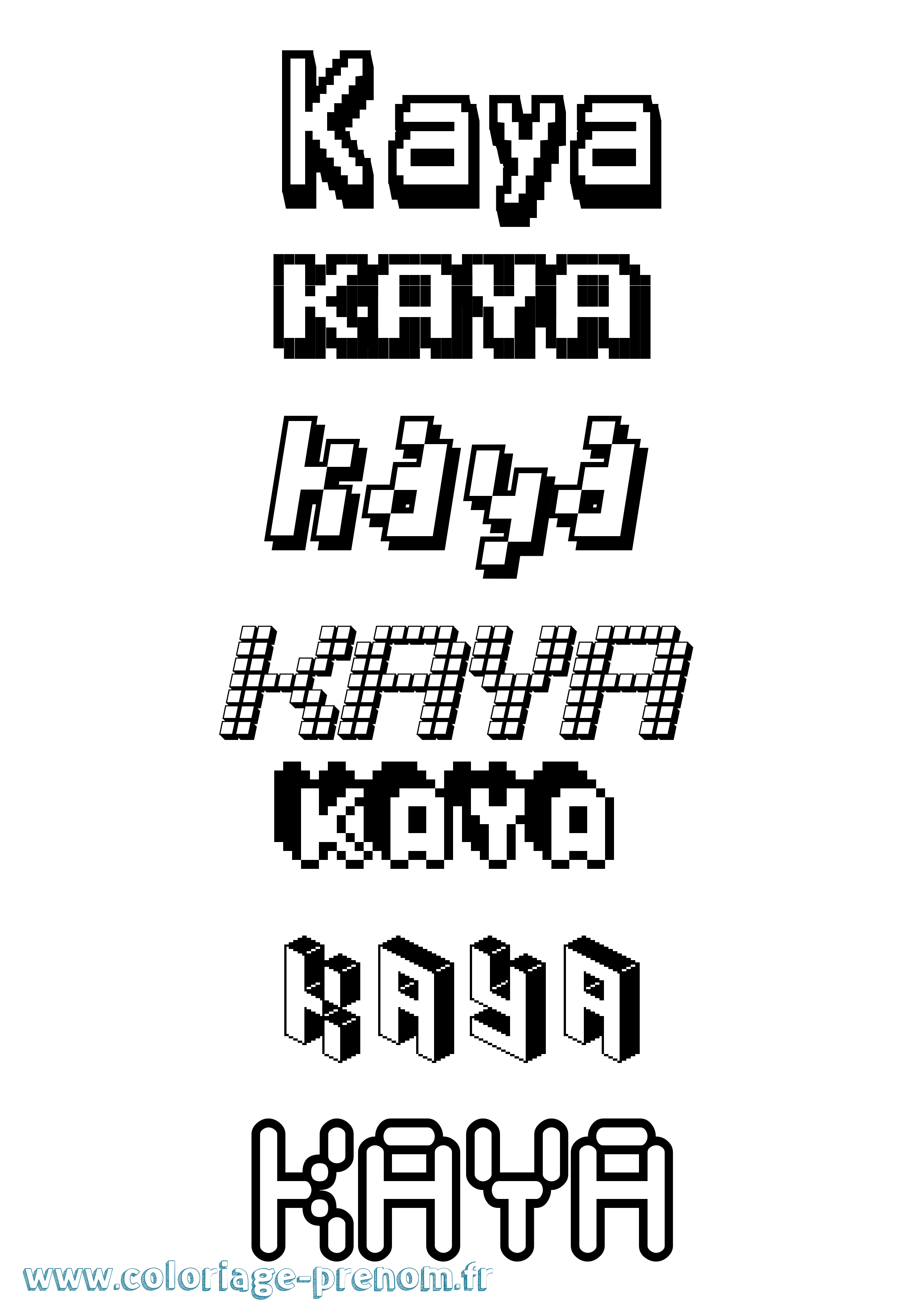 Coloriage Kaya Pixel Coloriage prénom Kaya Pixel