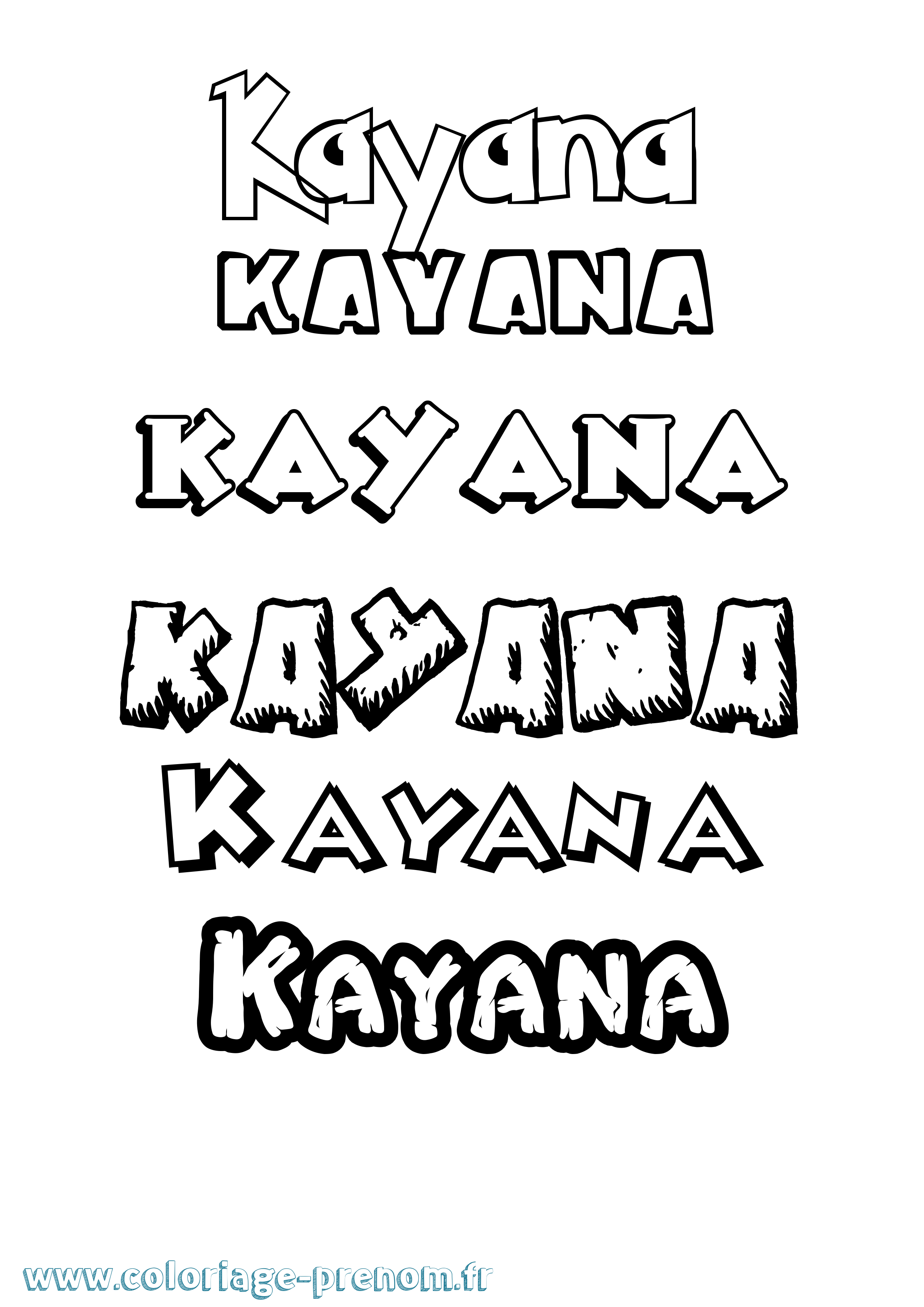 Coloriage Kayana Dessin Animé Coloriage prénom Kayana Dessin Animé