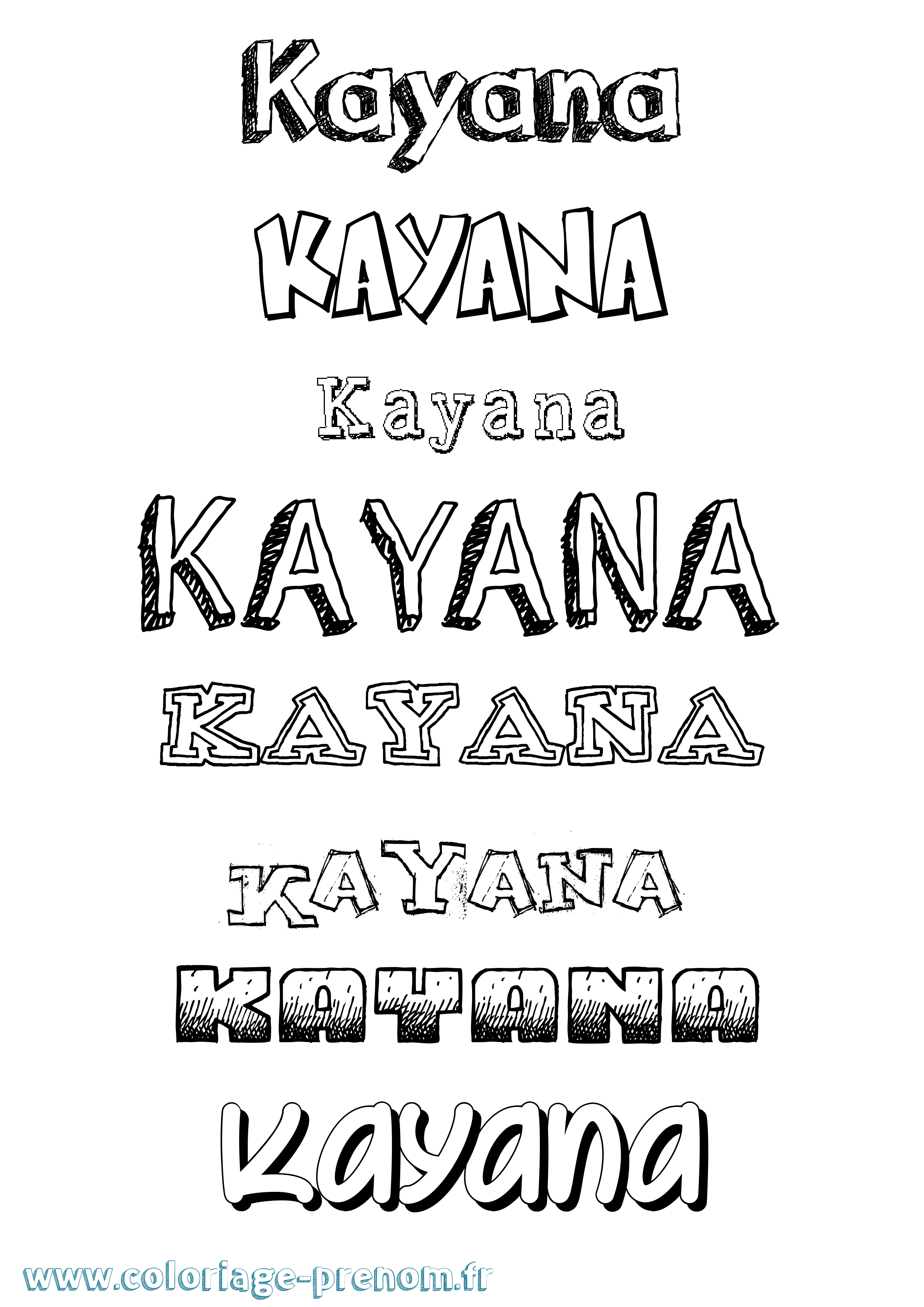 Coloriage Kayana Dessiné Coloriage prénom Kayana Dessiné