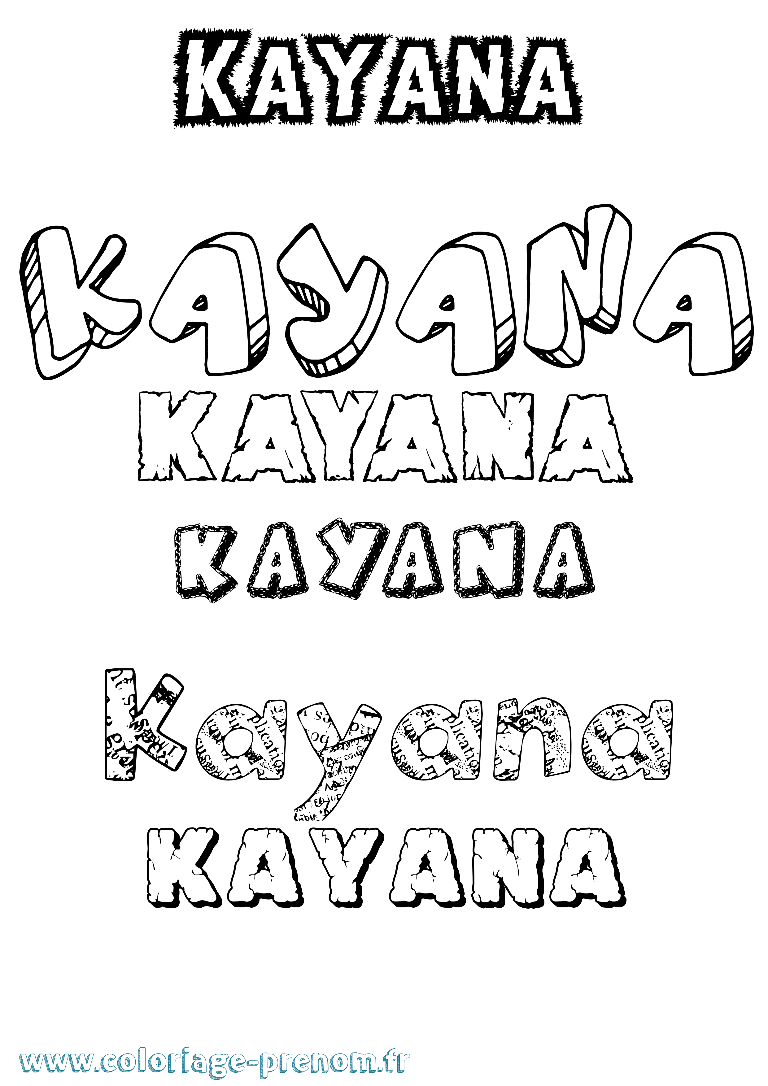 Coloriage Kayana Destructuré Coloriage prénom Kayana Destructuré