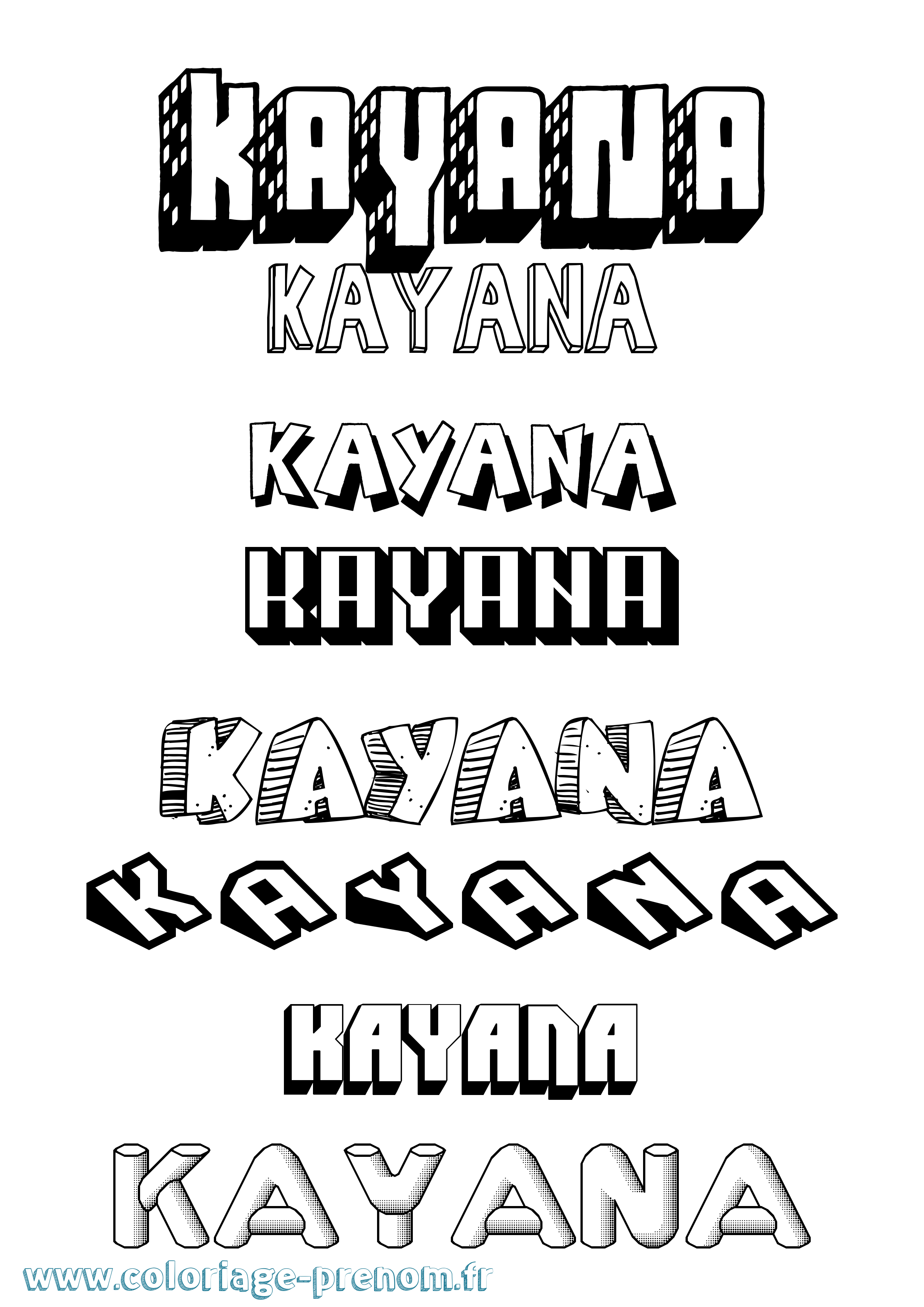 Coloriage Kayana Effet 3D Coloriage prénom Kayana Effet 3D