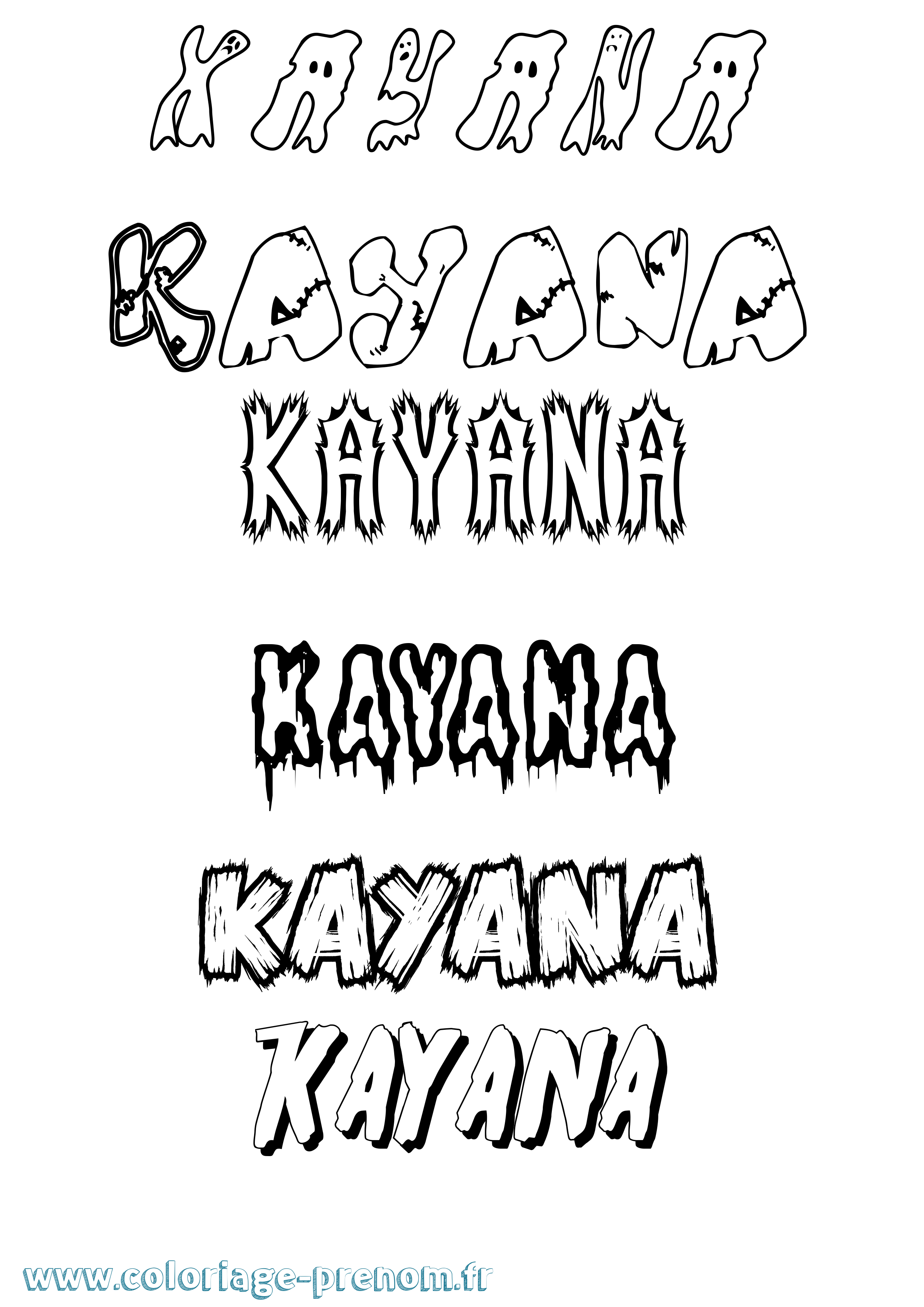 Coloriage Kayana Frisson Coloriage prénom Kayana Frisson