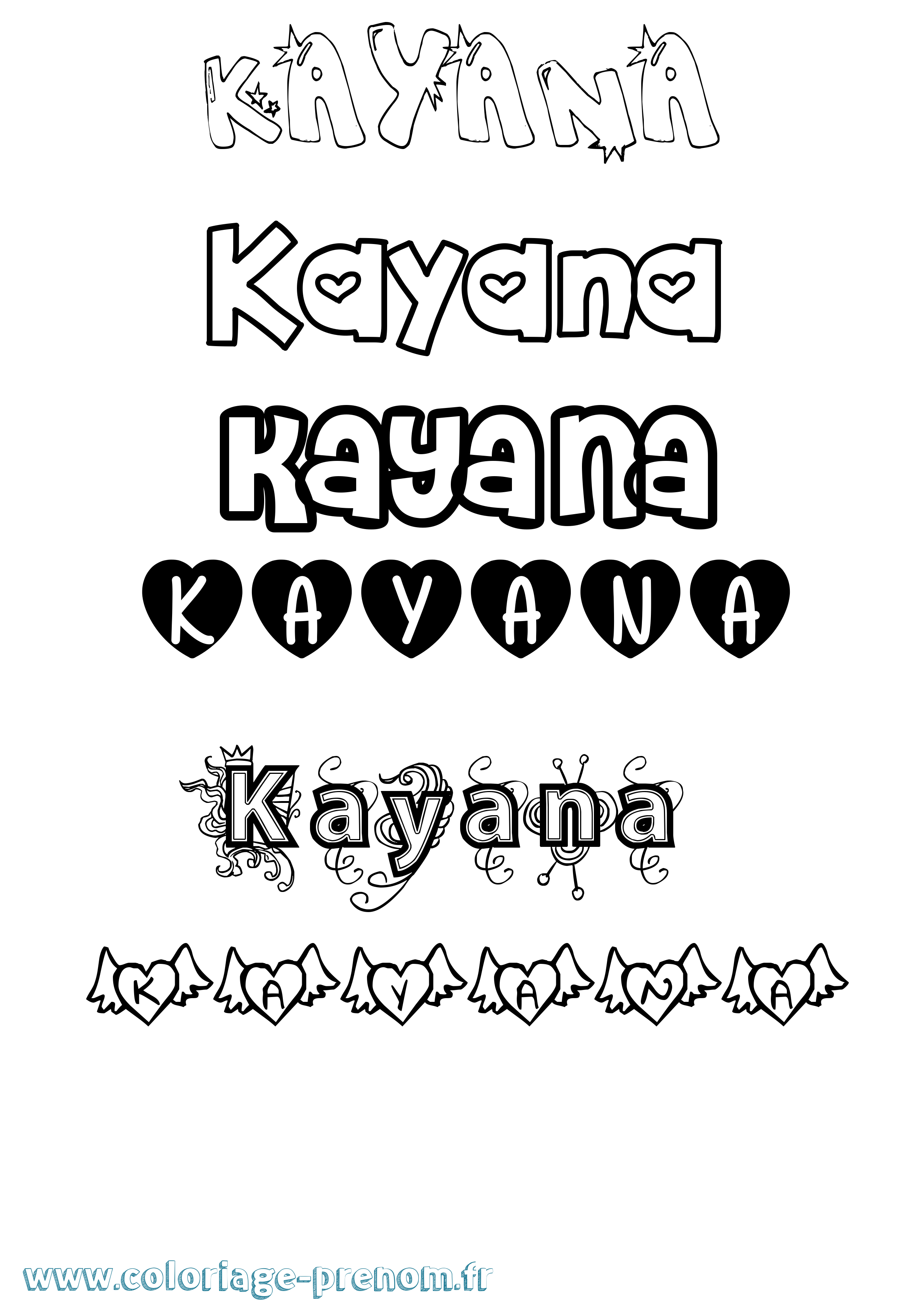 Coloriage Kayana Girly Coloriage prénom Kayana Girly