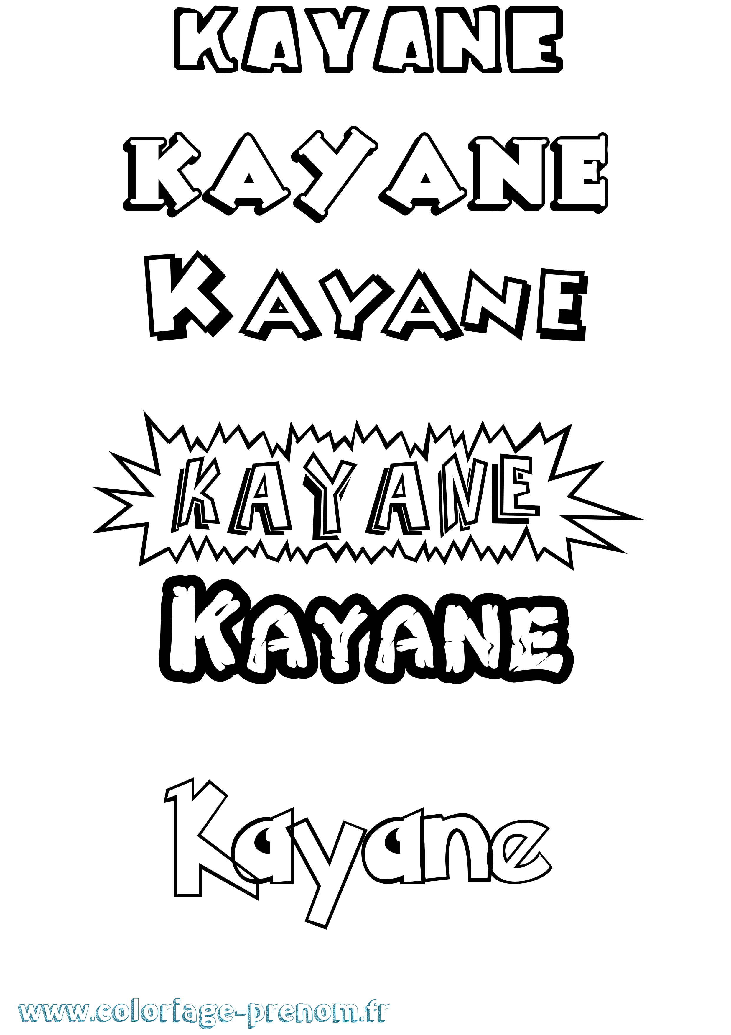 Coloriage Kayane Dessin Animé Coloriage prénom Kayane Dessin Animé