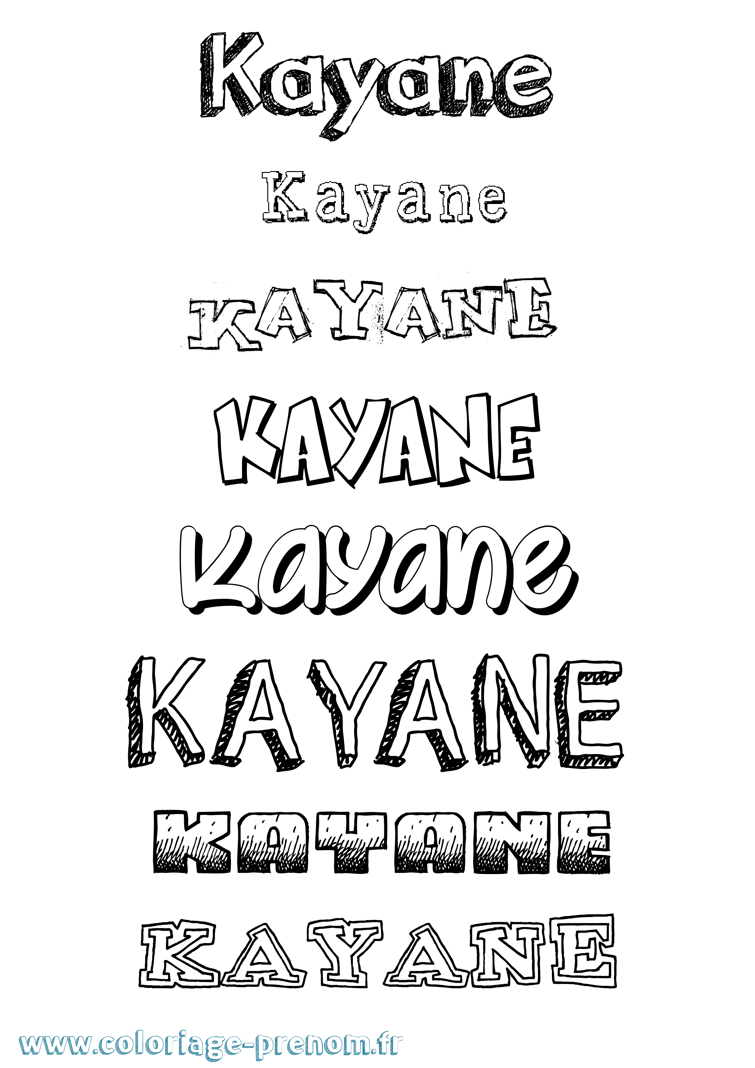 Coloriage Kayane Dessiné Coloriage prénom Kayane Dessiné