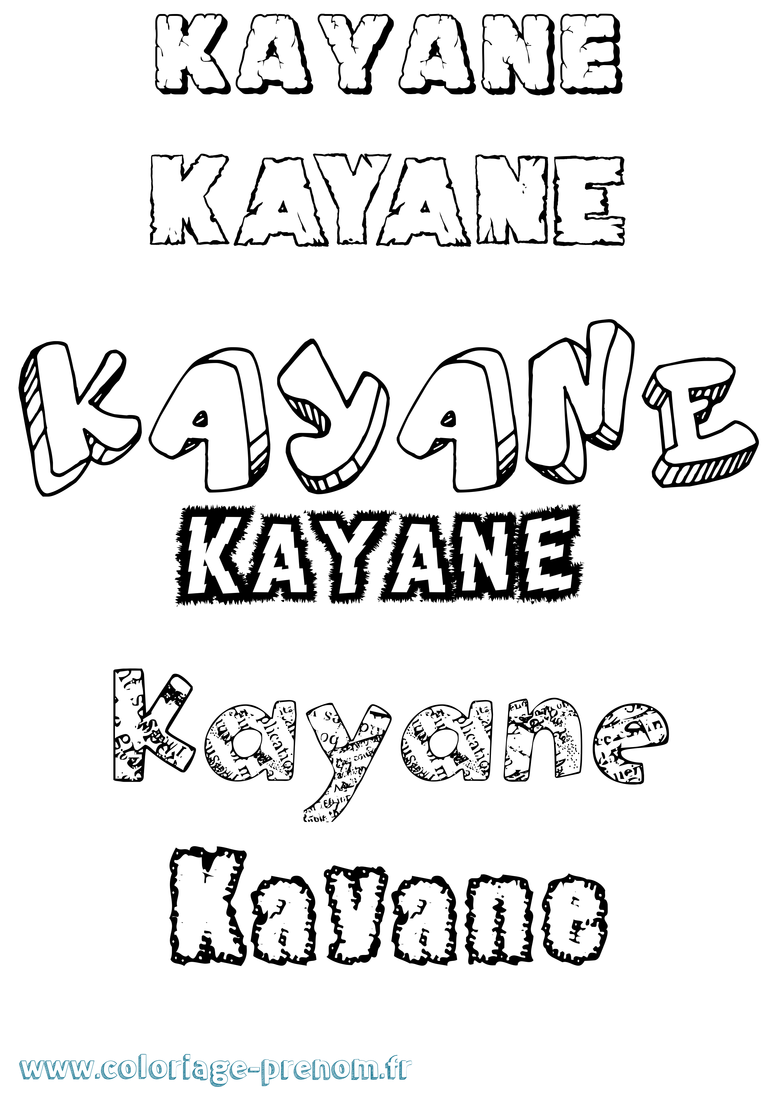 Coloriage Kayane Destructuré Coloriage prénom Kayane Destructuré