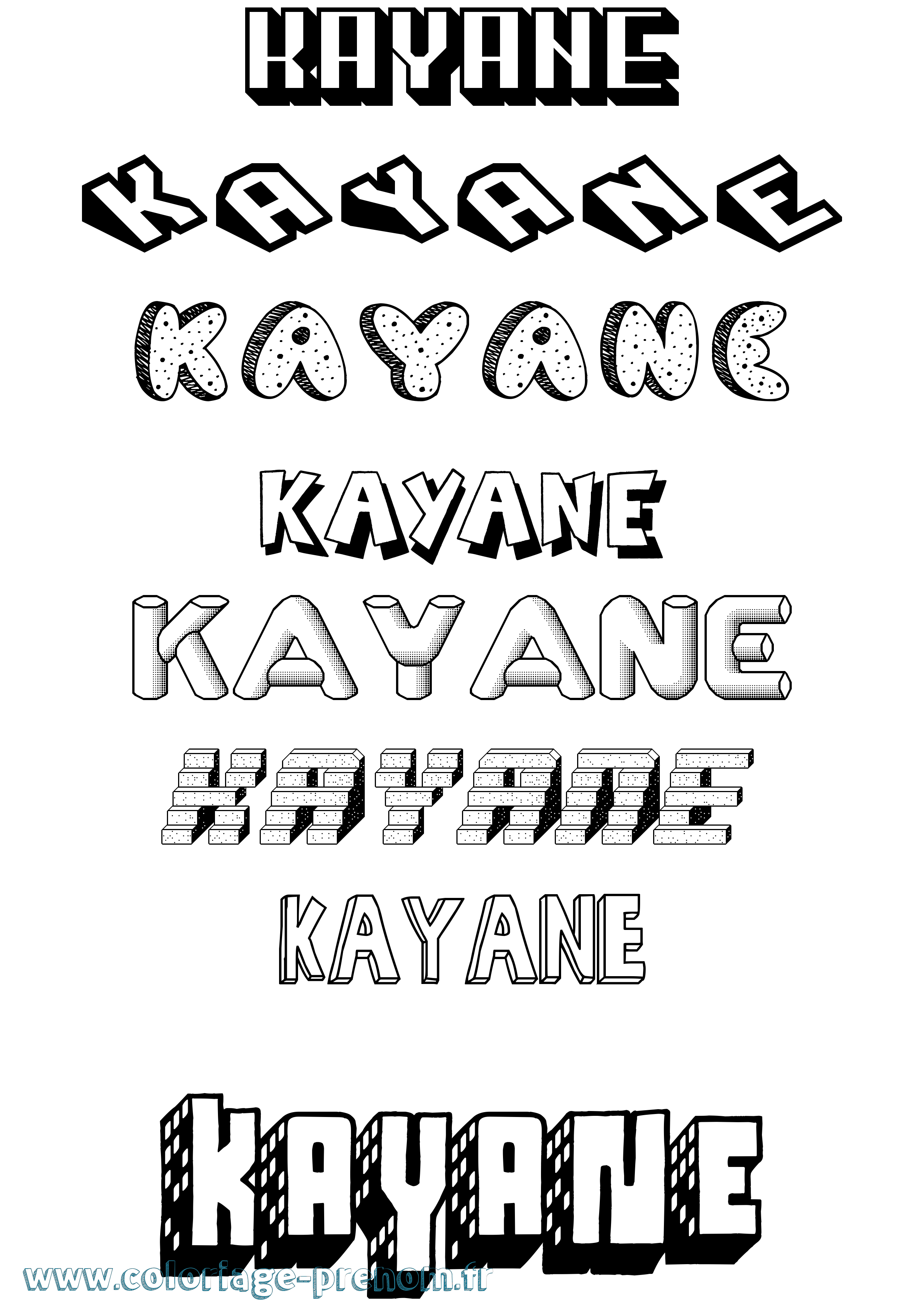 Coloriage Kayane Effet 3D Coloriage prénom Kayane Effet 3D
