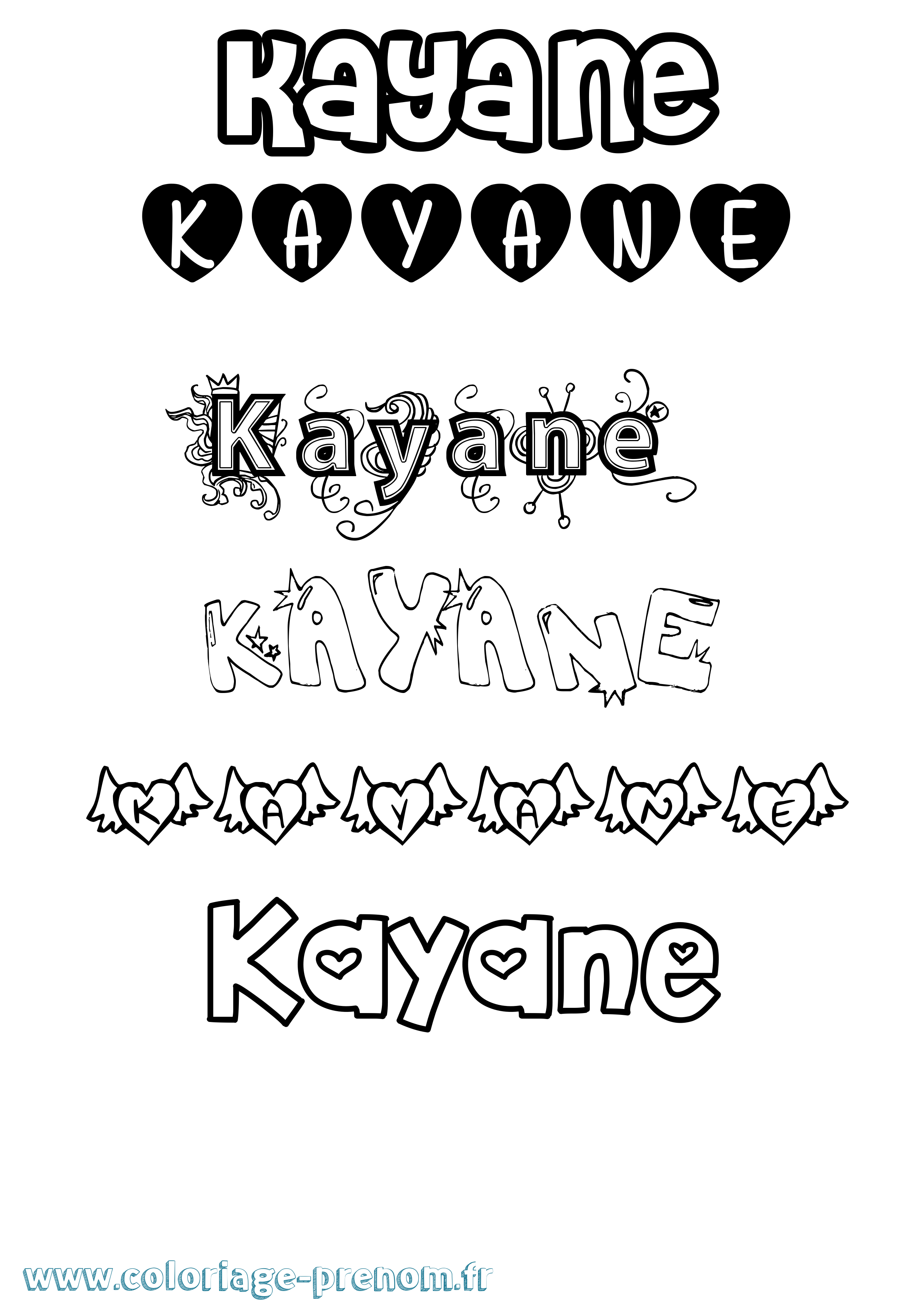 Coloriage Kayane Girly Coloriage prénom Kayane Girly