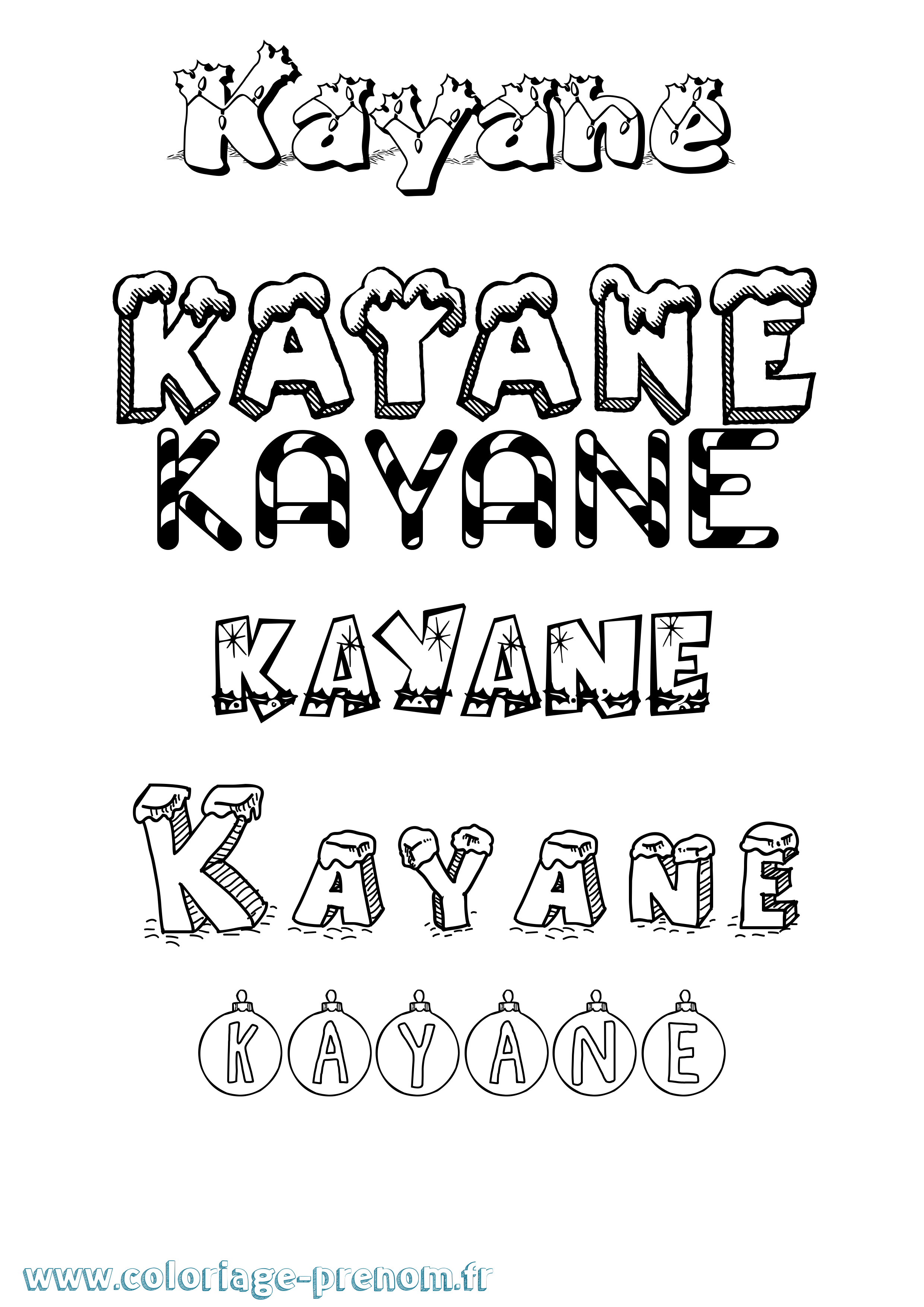 Coloriage Kayane Noël Coloriage prénom Kayane Noël