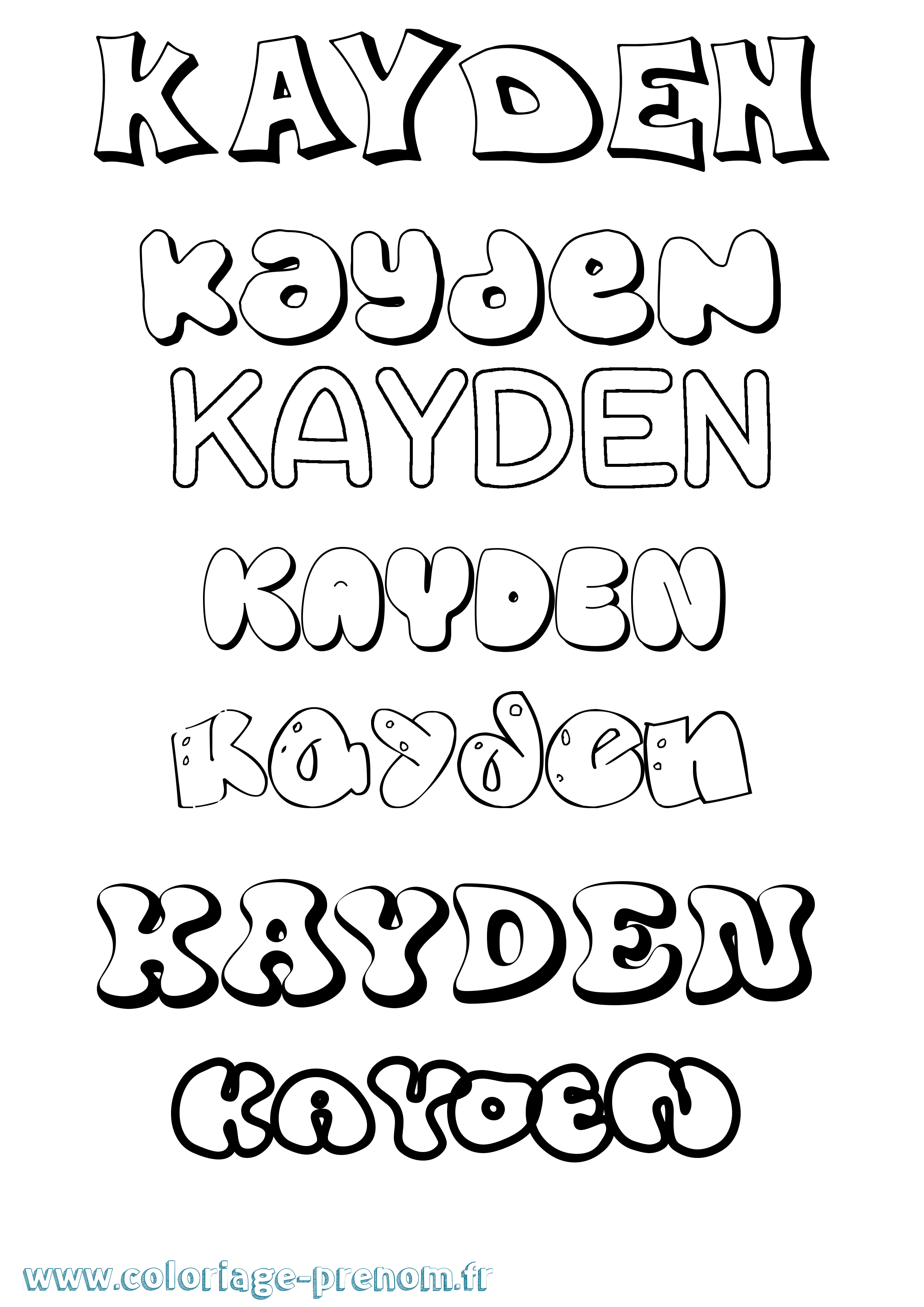 Coloriage Kayden Bubble Coloriage prénom Kayden Bubble