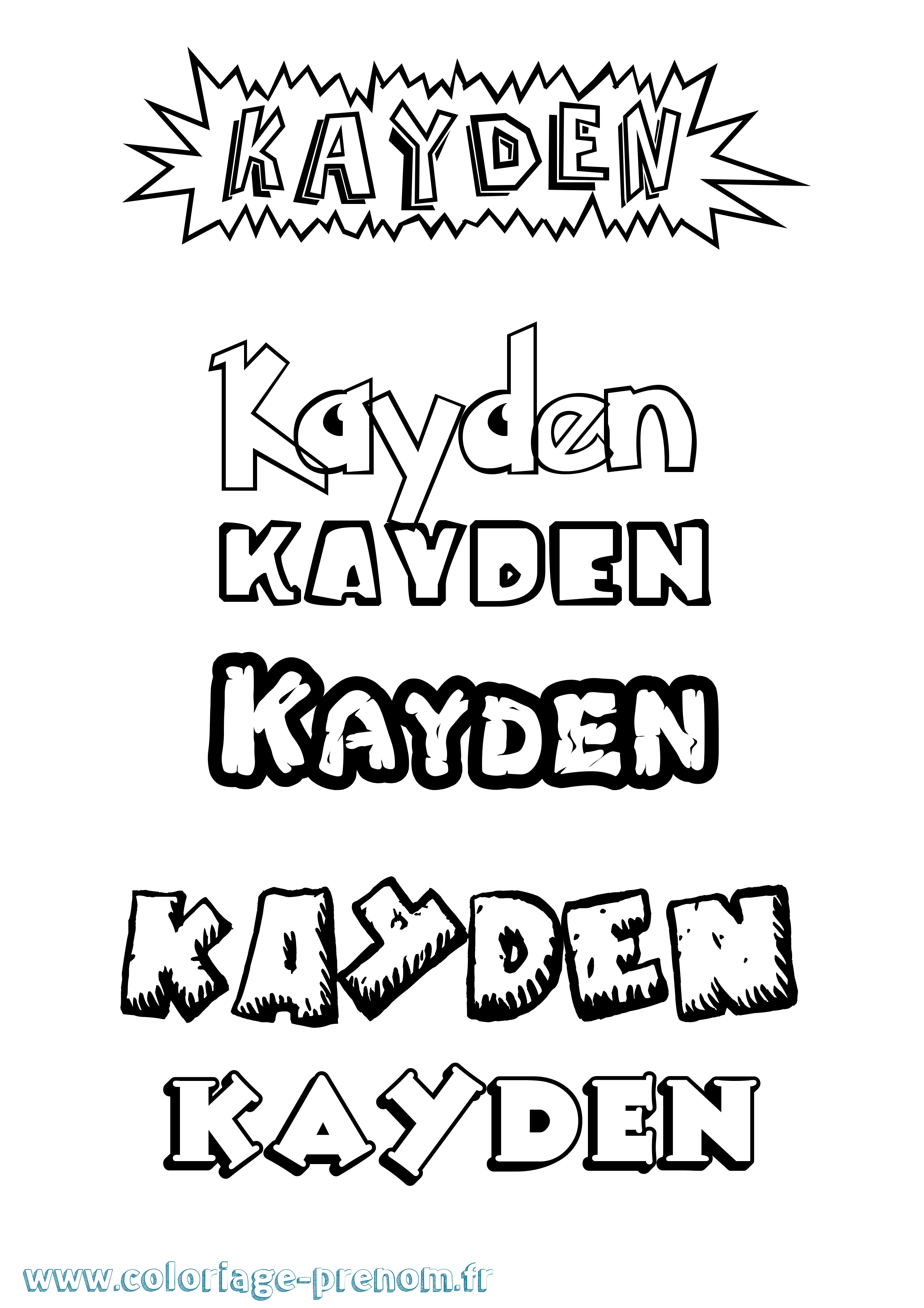 Coloriage Kayden Dessin Animé Coloriage prénom Kayden Dessin Animé