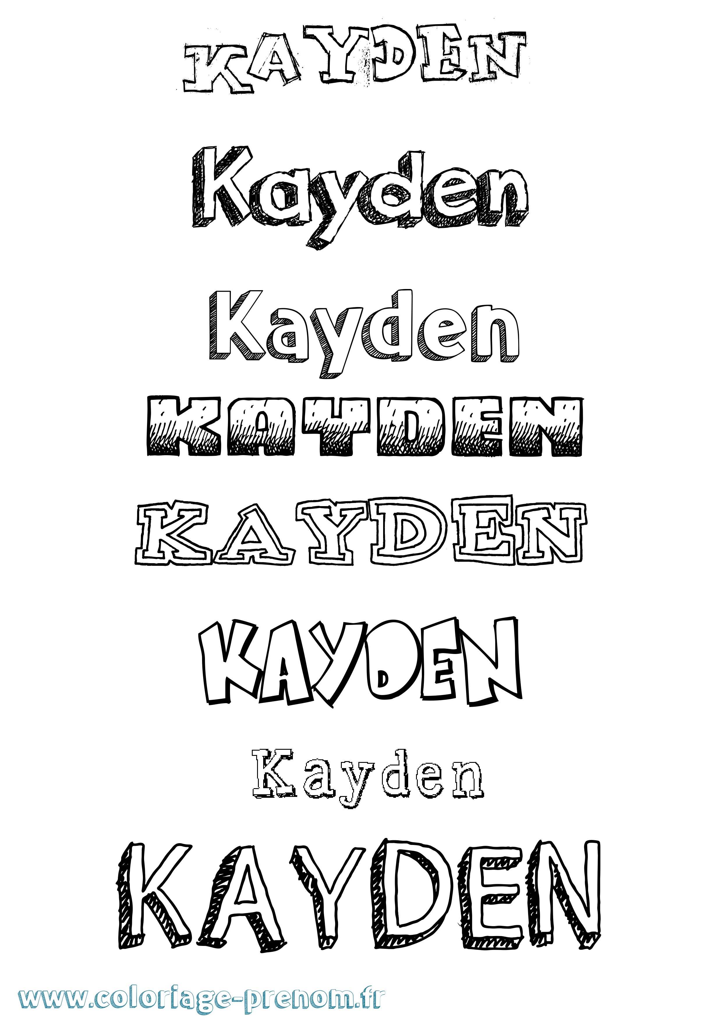 Coloriage Kayden Dessiné Coloriage prénom Kayden Dessiné